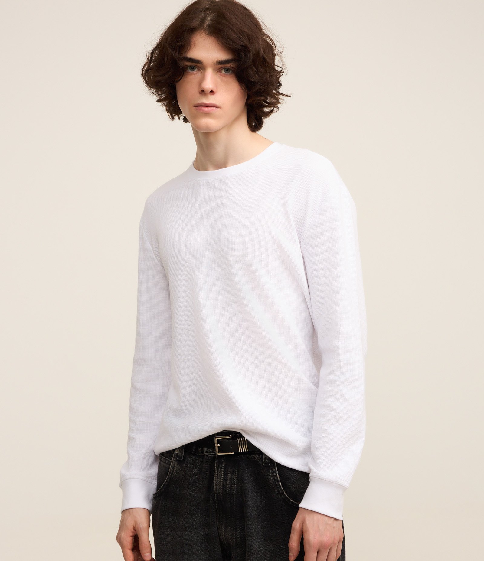 Camiseta Regular em Algodão com Textura Branco 1