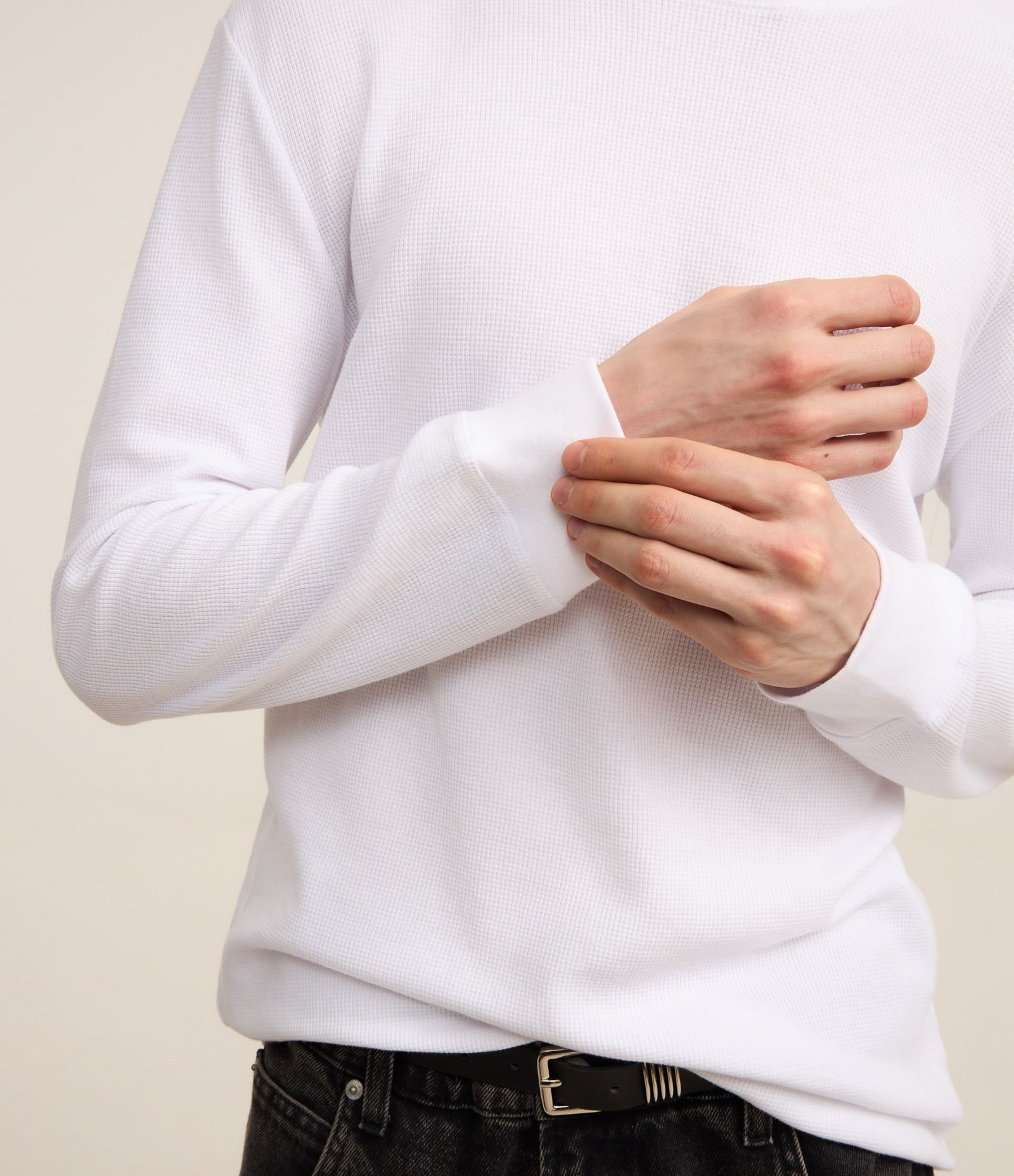 Camiseta Regular em Algodão com Textura Branco 3