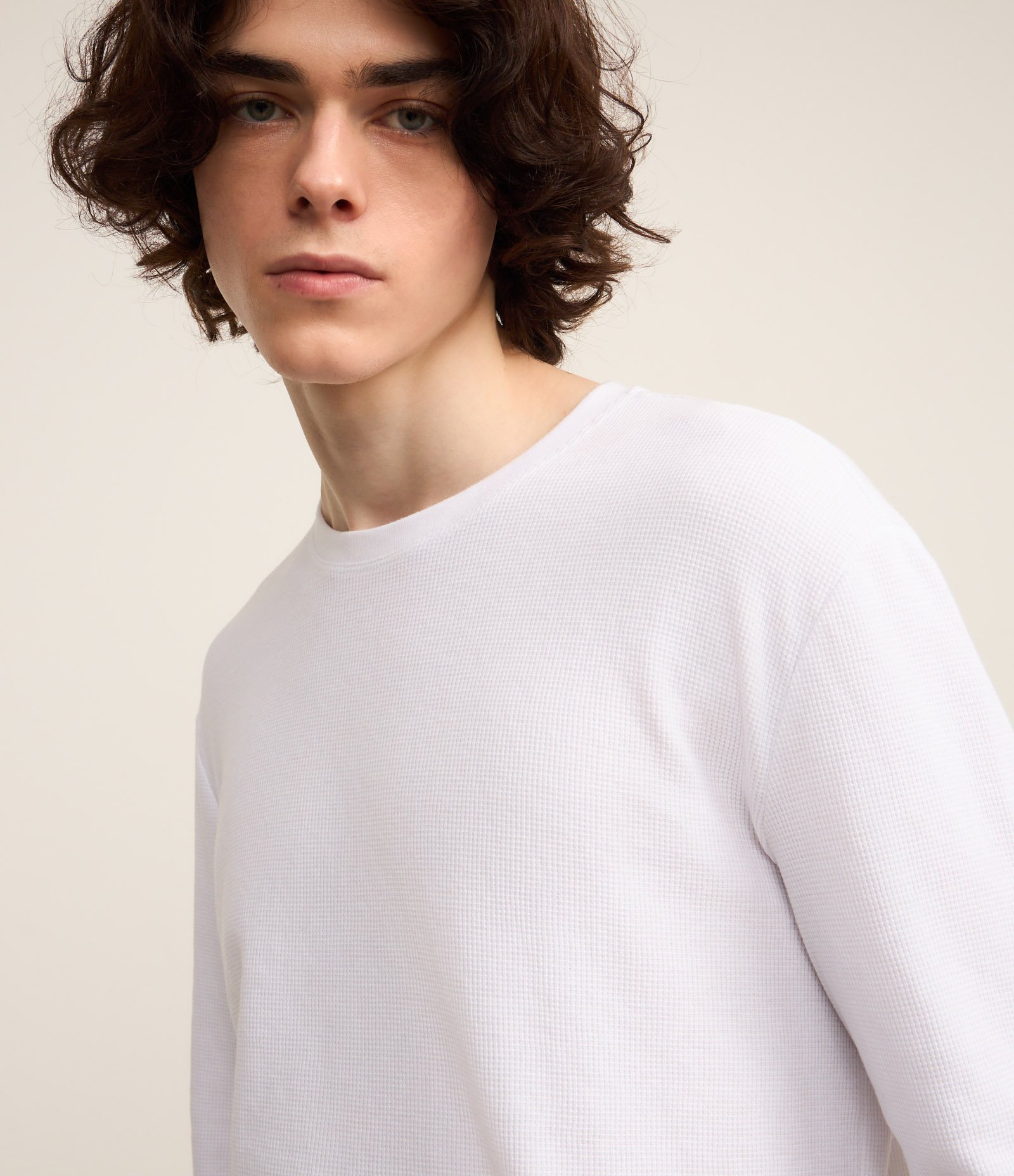 Camiseta Regular em Algodão com Textura Branco 4