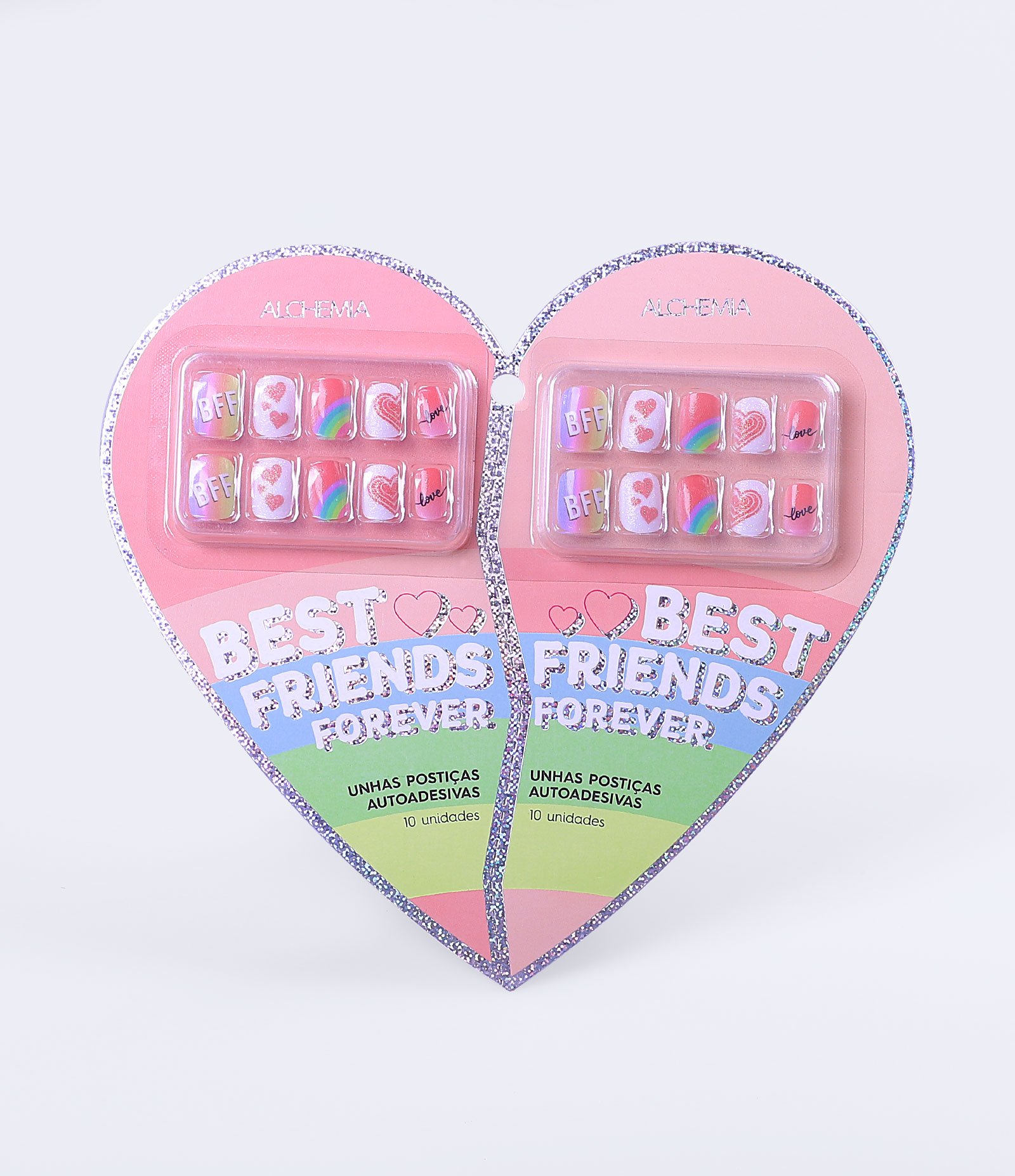 Conjunto de Unhas Postiças Autoadesivas BFF Alchemia Colorido 1