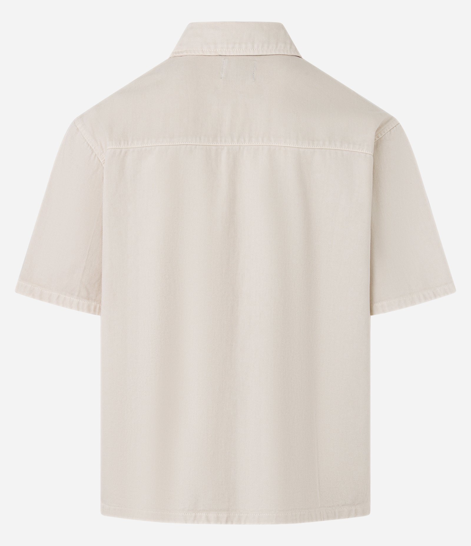 Camisa Boxy em Sarja Estonada com Bolso no Peito Bege 2