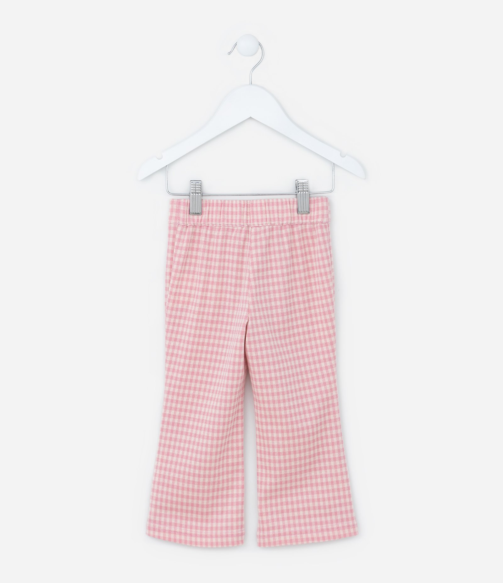 Calça Flare Infantil com Estampa Xadrez Vichy - Tam 1 a 5 Anos Rosa 2