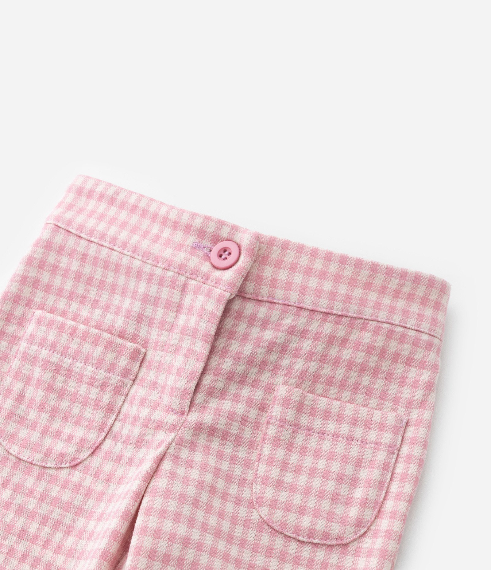 Calça Flare Infantil com Estampa Xadrez Vichy - Tam 1 a 5 Anos Rosa 5