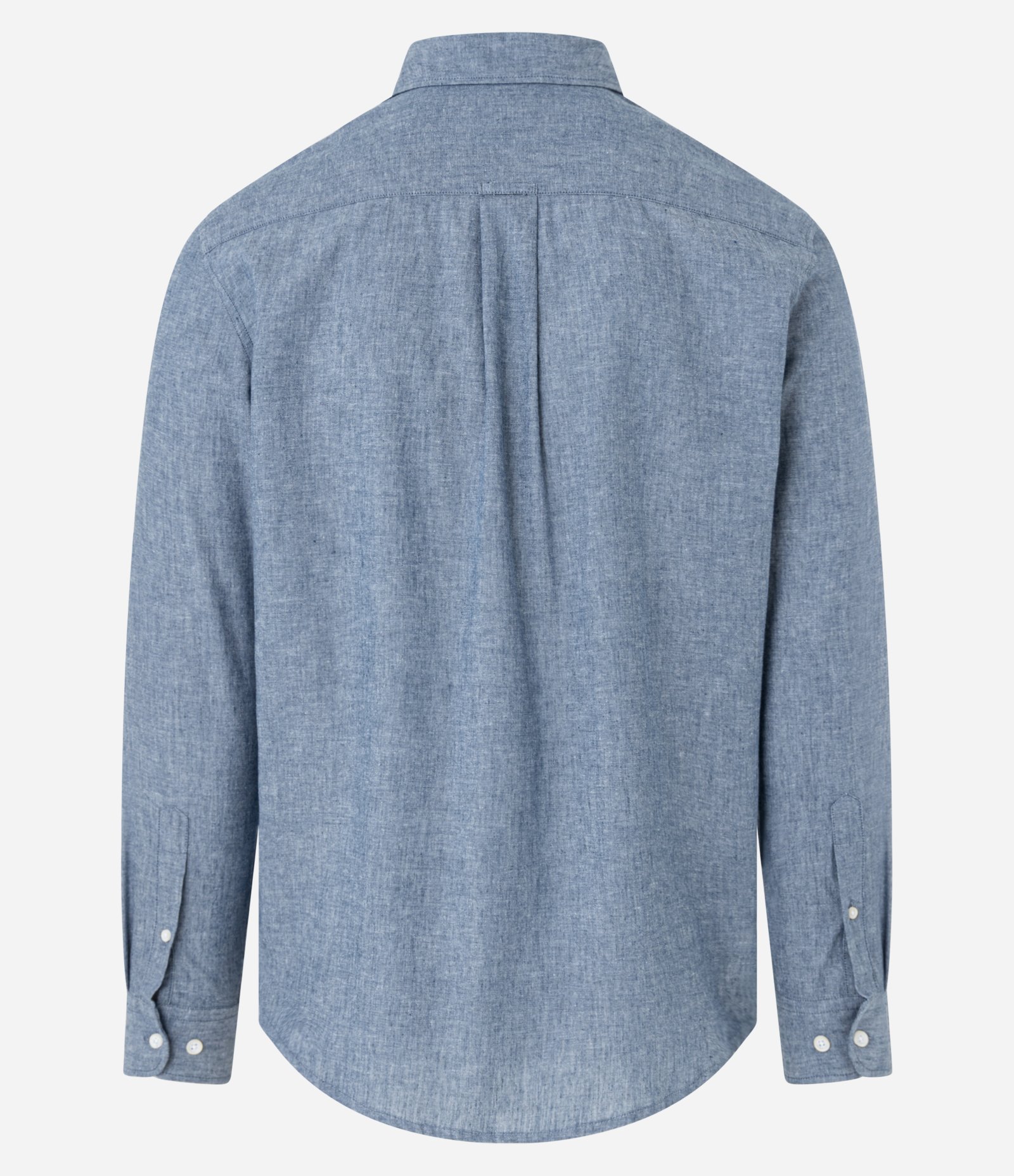 Camisa Regular Básica em Linho com Gola Colarinho Azul Grafite 6