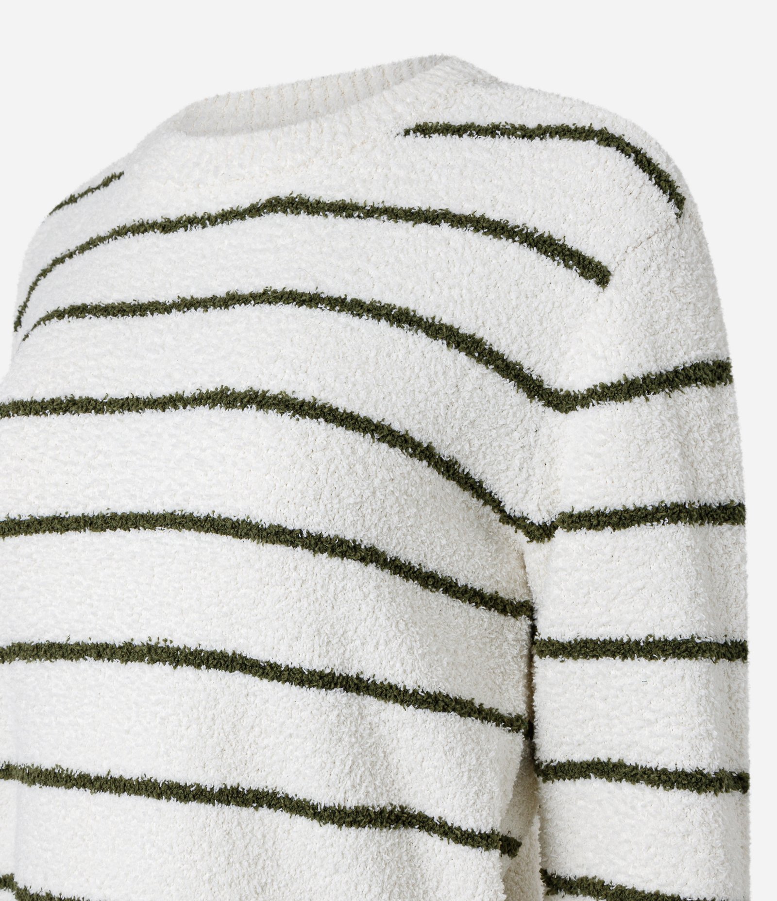 Blusa em Tricô Listrado com Pelinhos Branco 4