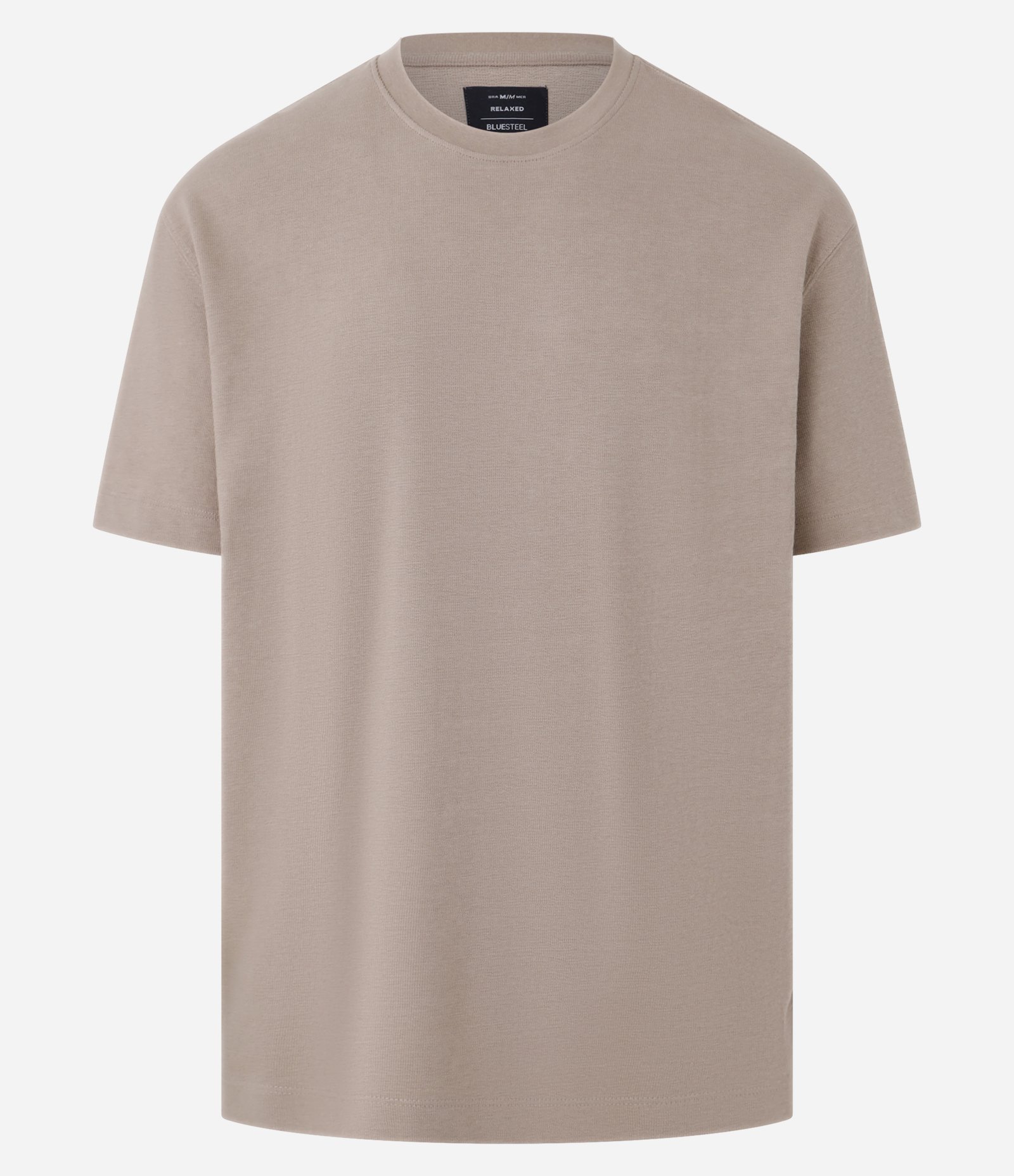 Camiseta em Algodão Texturizado em Gola Redonda Marrom 5