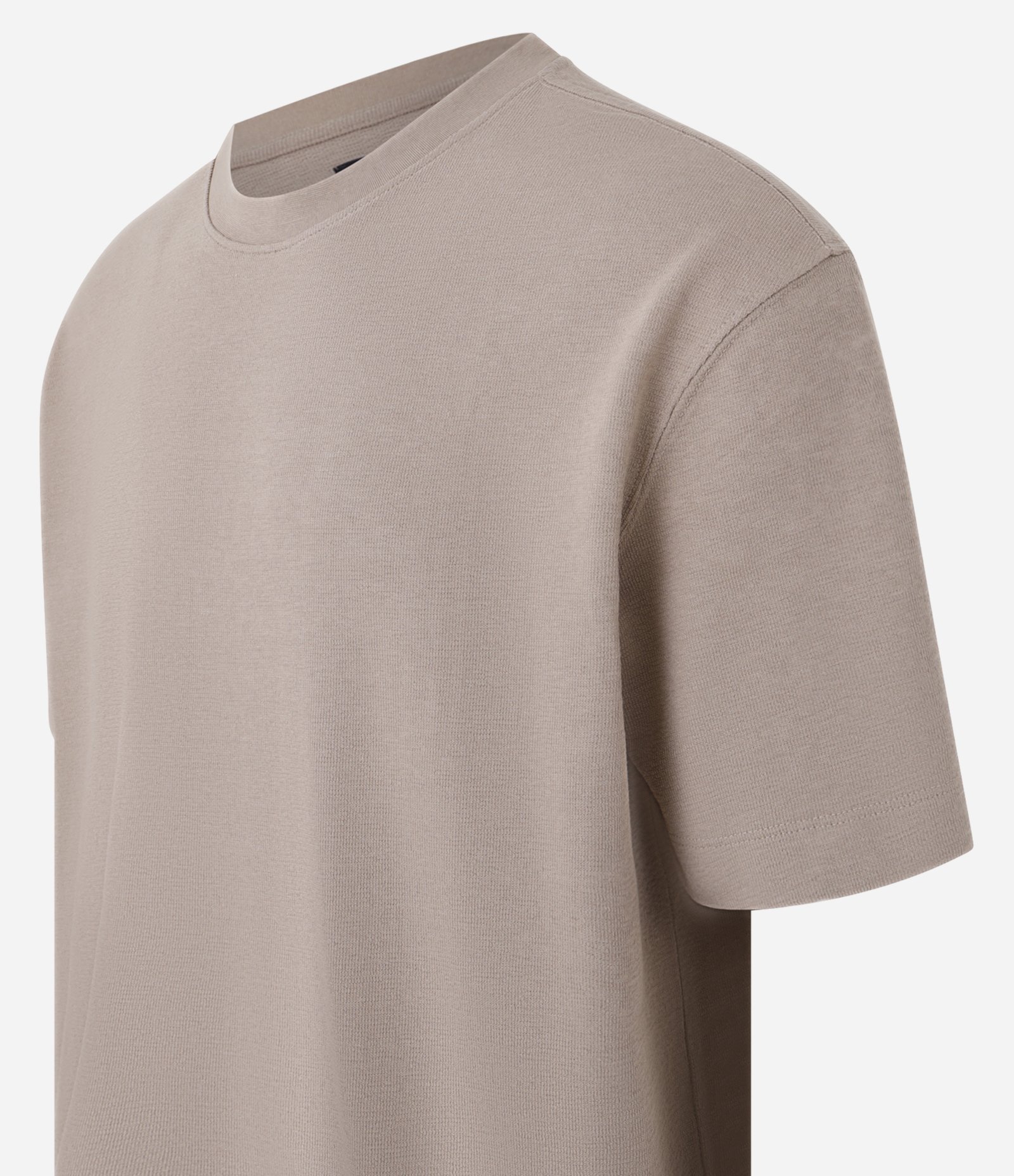Camiseta em Algodão Texturizado em Gola Redonda Marrom 6