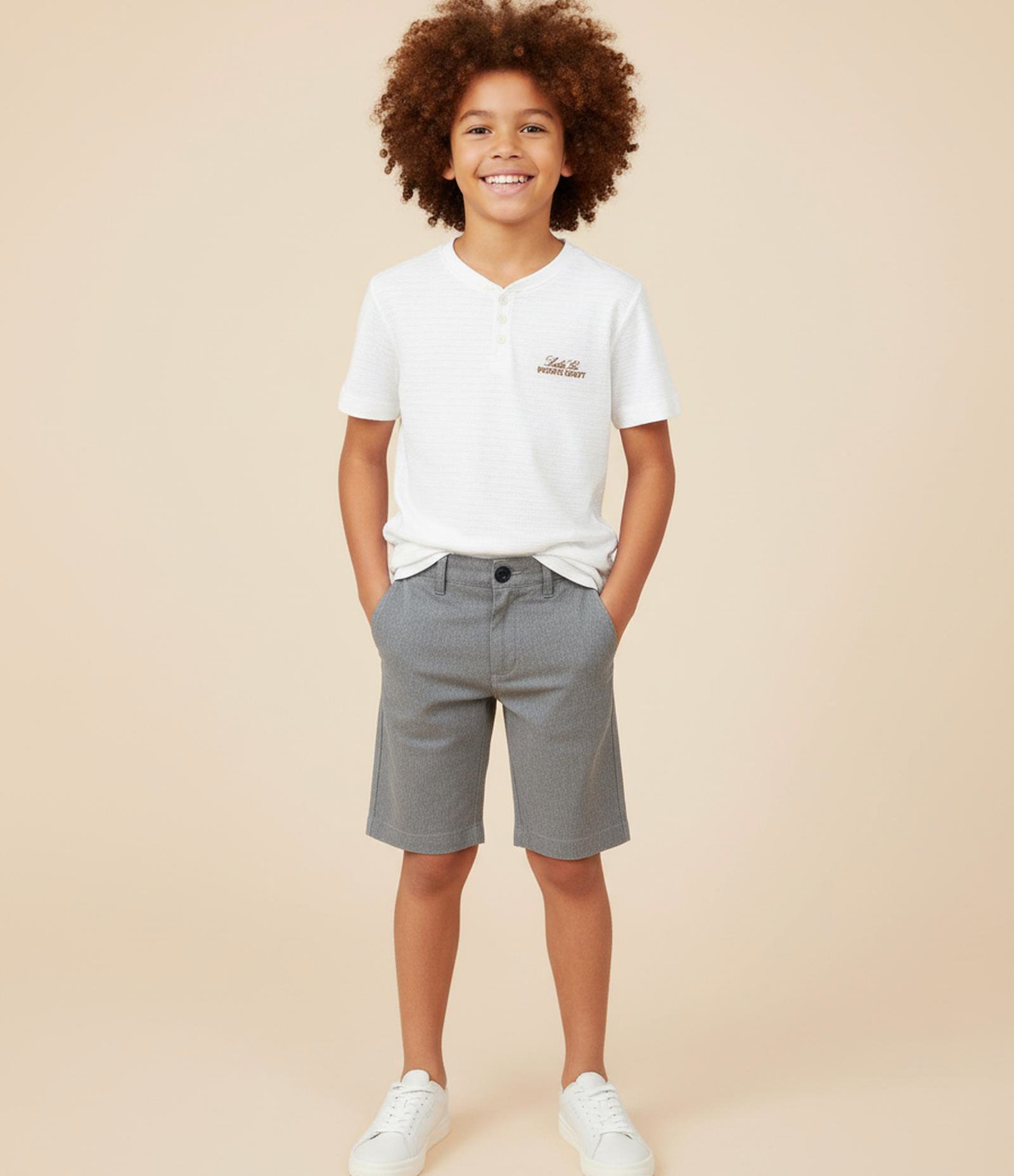 Bermuda Infantil em Microfibra com Bolsos - Tam 5 a 14 Anos Cinza 1