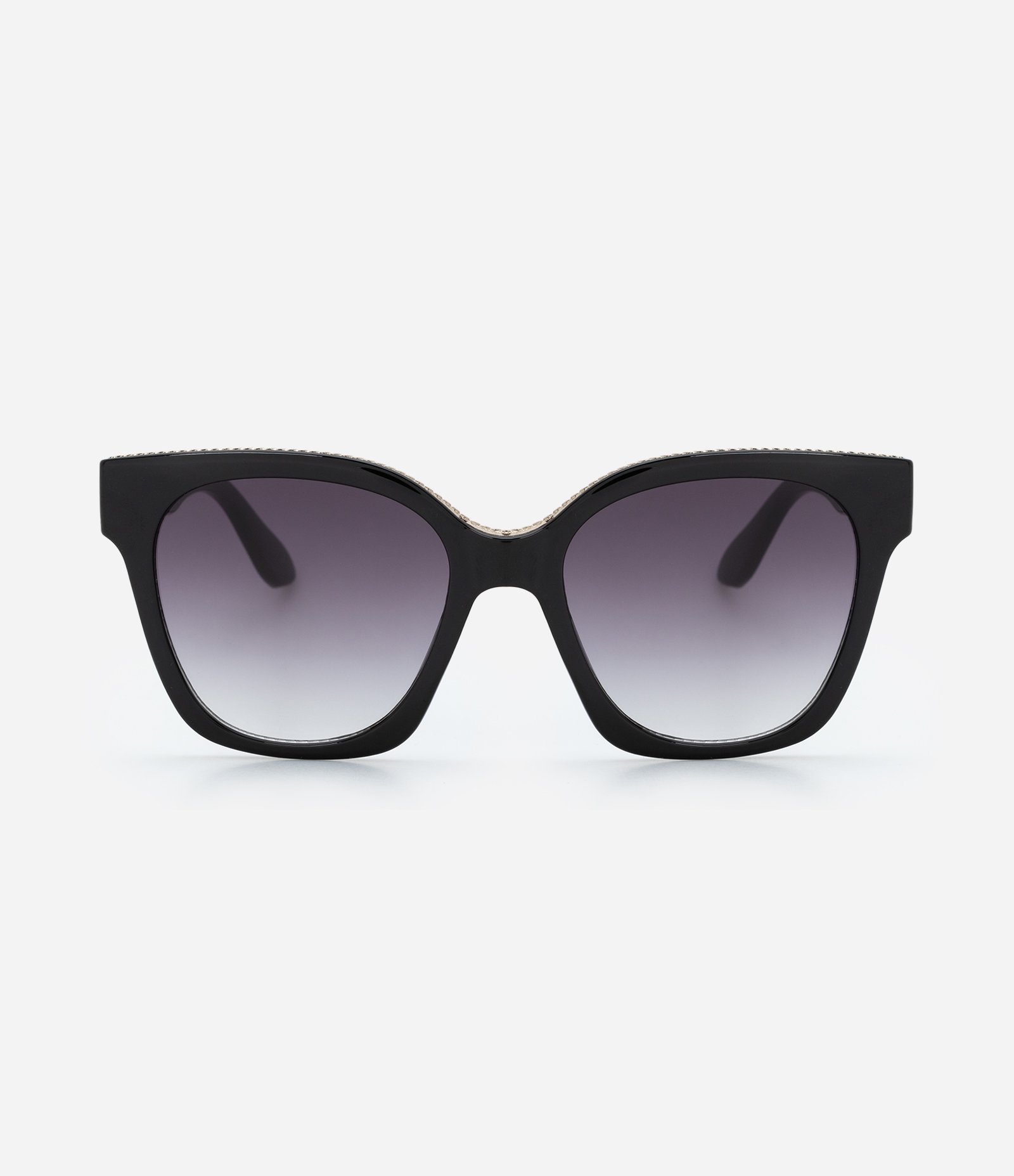 Óculos Quadrado com Detalhes na Superior e Lentes Fumê Preto 2