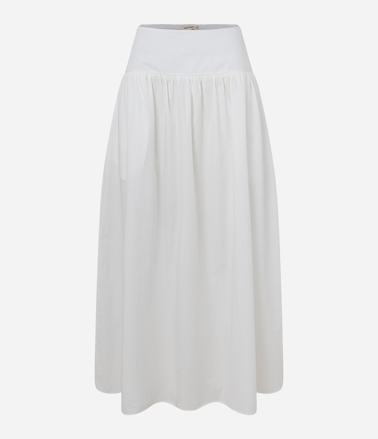 Saia Evasê Midi em Tricoline com Cós Largo e Lastex Branco 5