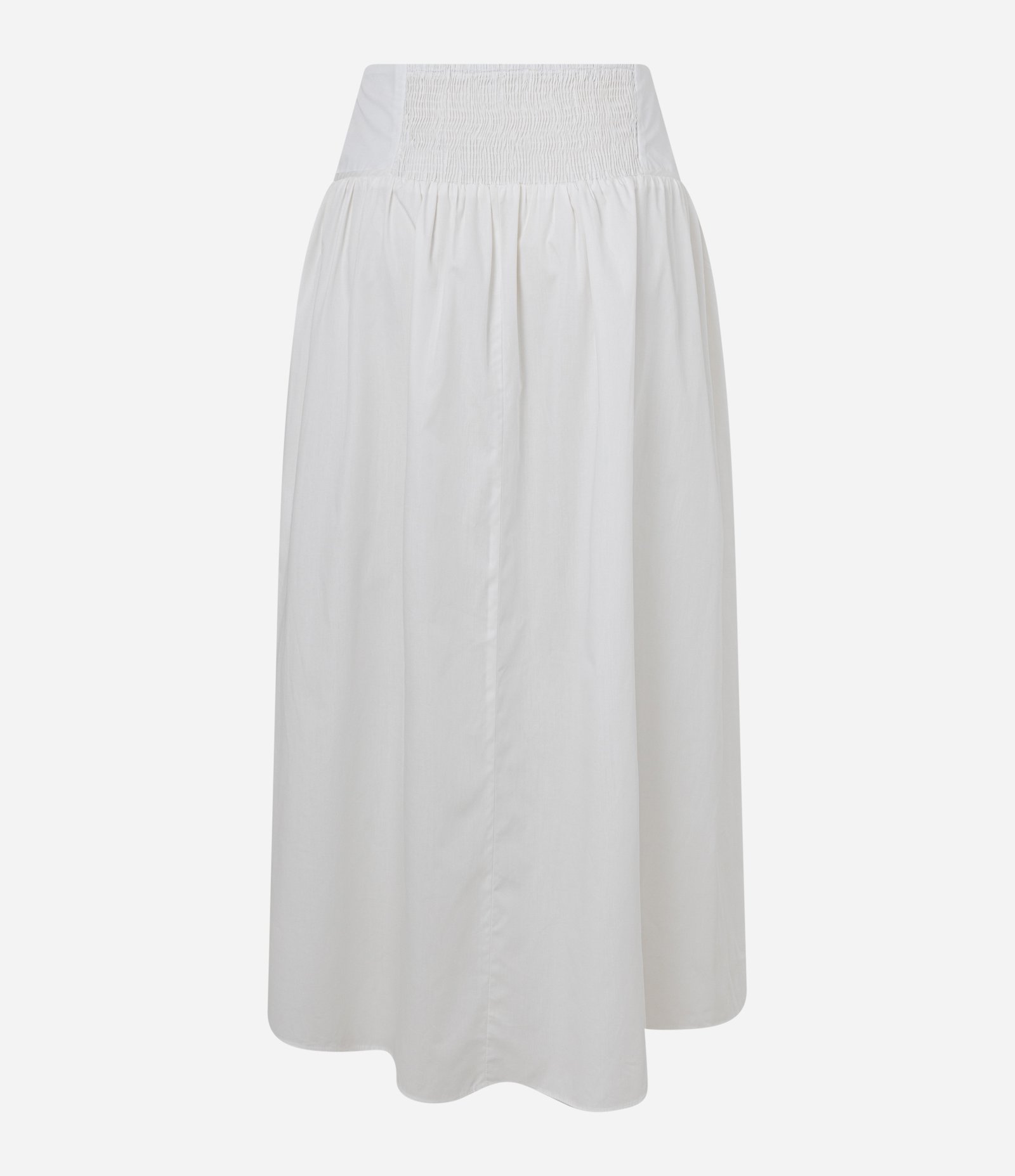 Saia Evasê Midi em Tricoline com Cós Largo e Lastex Branco 6
