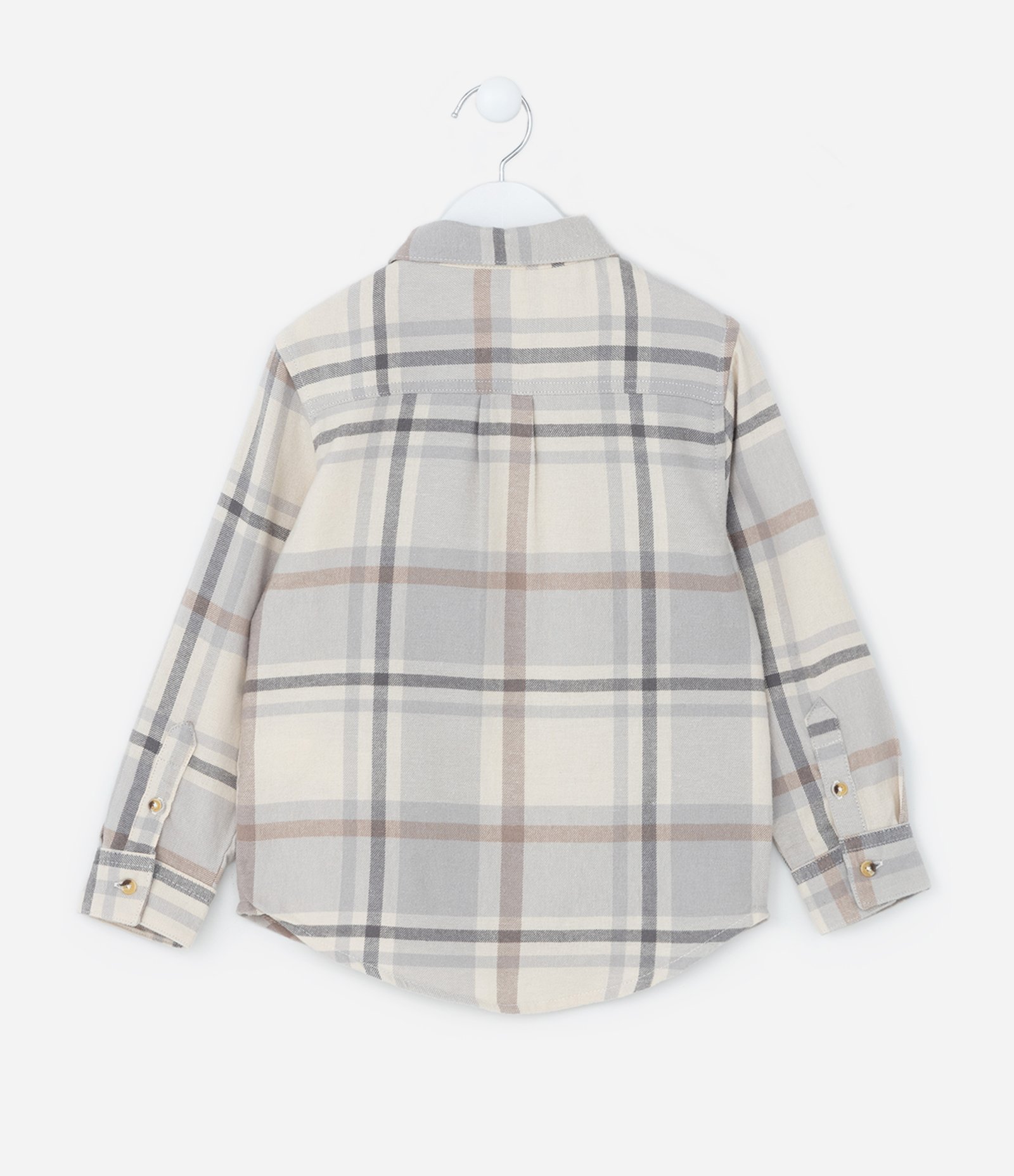Camisa Infantil em Flanela com Estampa Xadrez - Tam 5 a 14 Anos Cinza 2