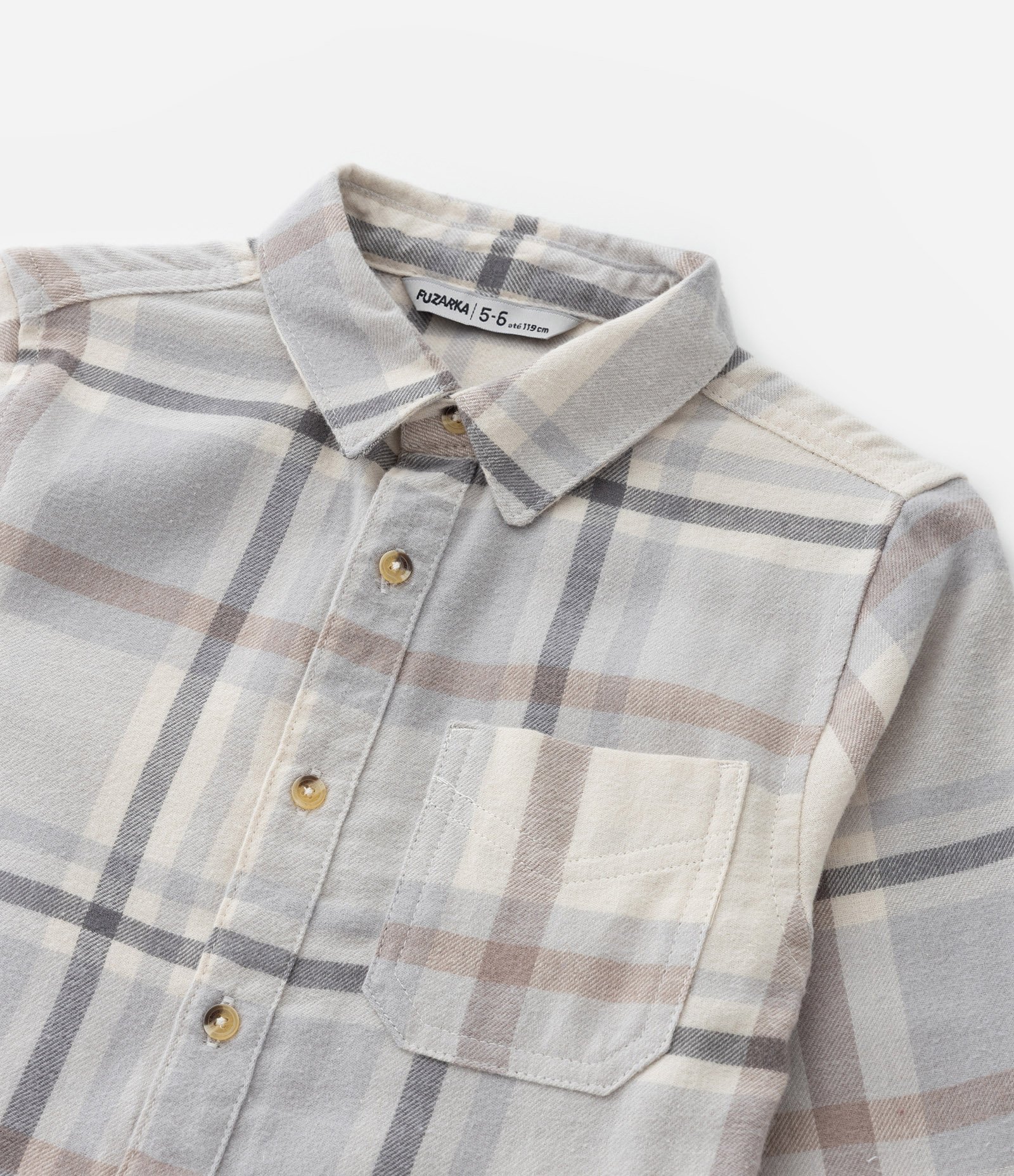 Camisa Infantil em Flanela com Estampa Xadrez - Tam 5 a 14 Anos Cinza 6