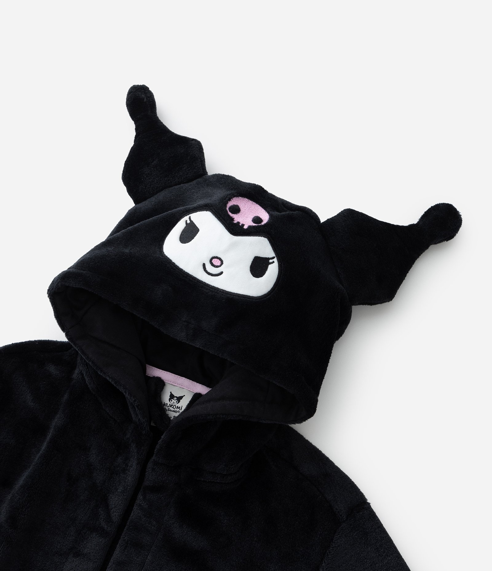 Roupão Infantil em Fleece Estampa Kuromi - Tam 5 a 16 Anos Preto 3