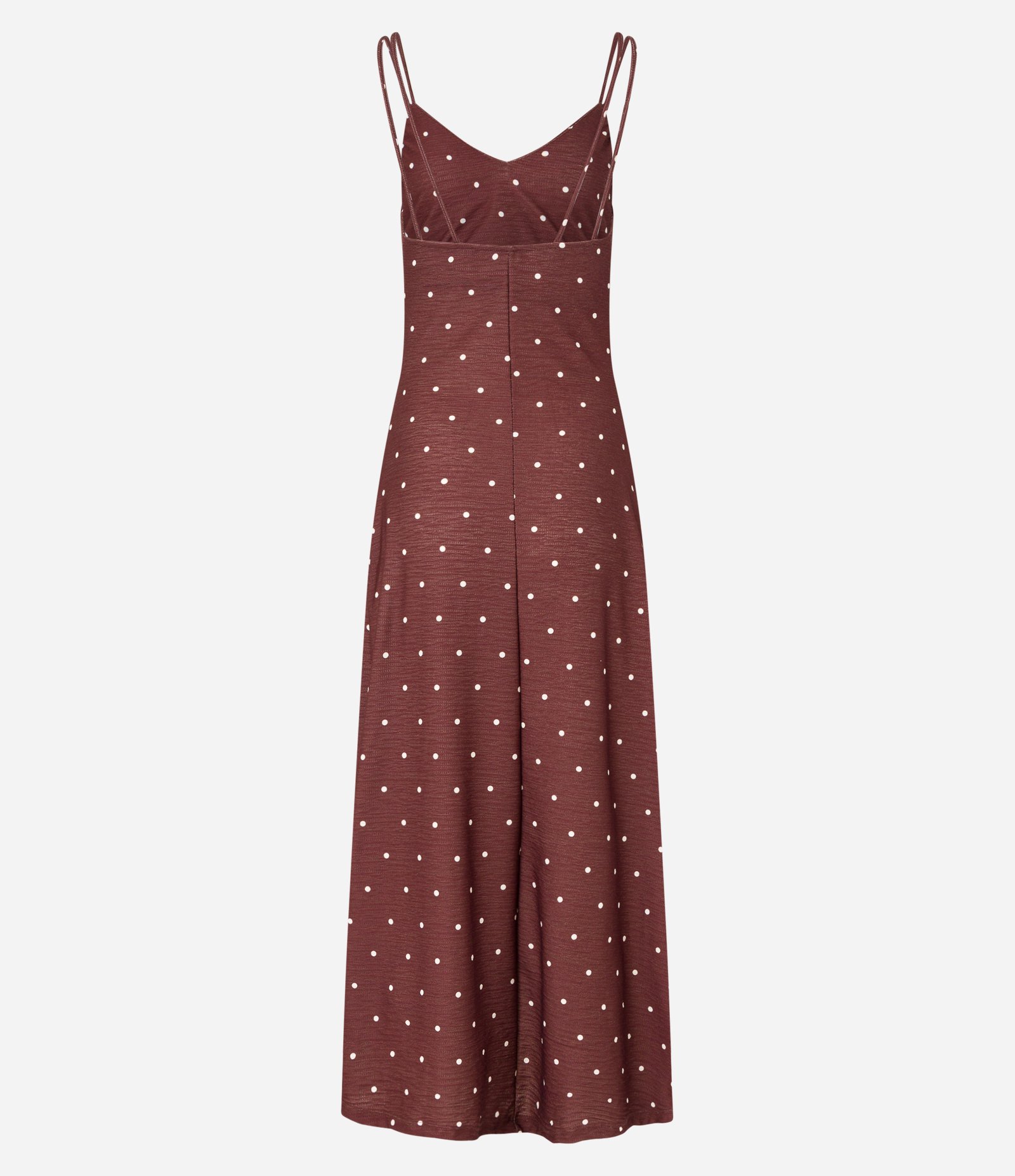 Vestido New Midi Texturizado Poá com Alcinhas Duplas Marrom 7