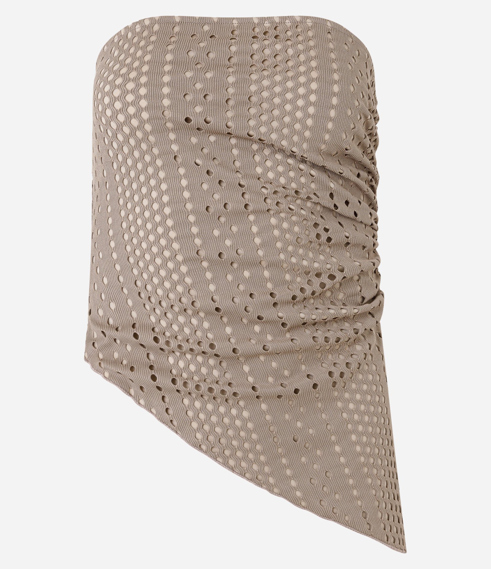 Blusa Texturizada com Decote Tomara que Caia e Textura de Furinhos Bege 4