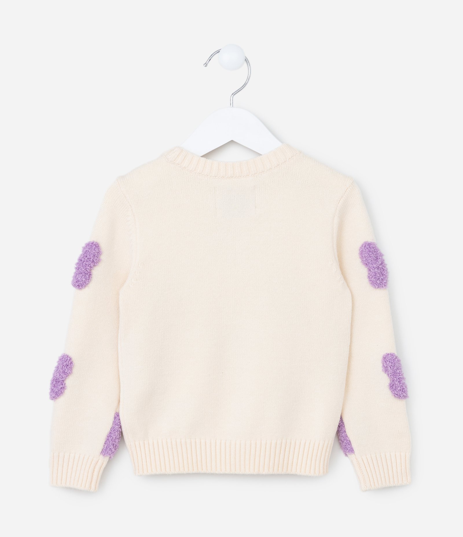 Suéter Infantil com Bordado Borboletinhas - Tam 1 a 5 Anos Bege 2