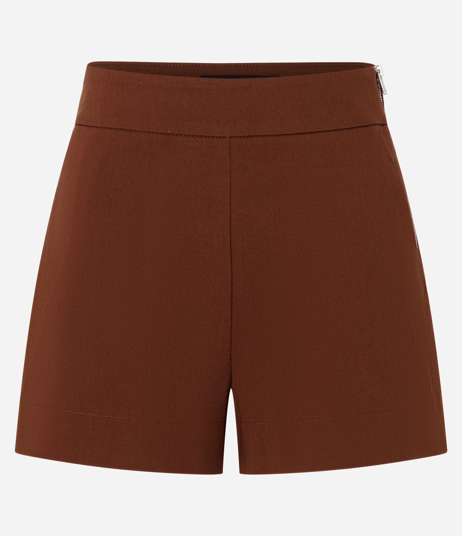 Short em Bengaline com Zíper Tratorado na Lateral Marrom 5