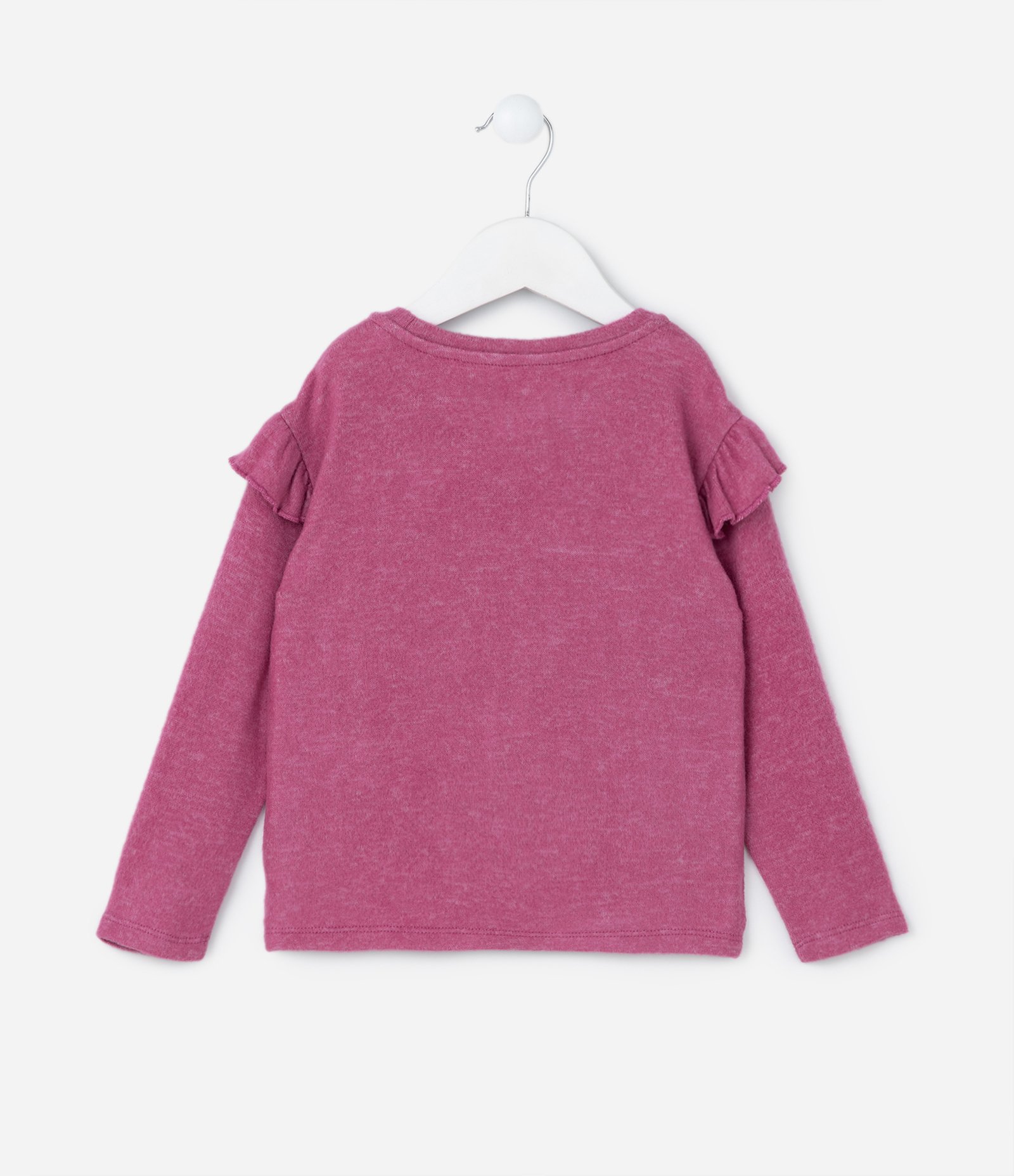 Blusa Infantil em Tricô com Babadinhos - Tam 1 a 5 Anos Rosa Médio 2