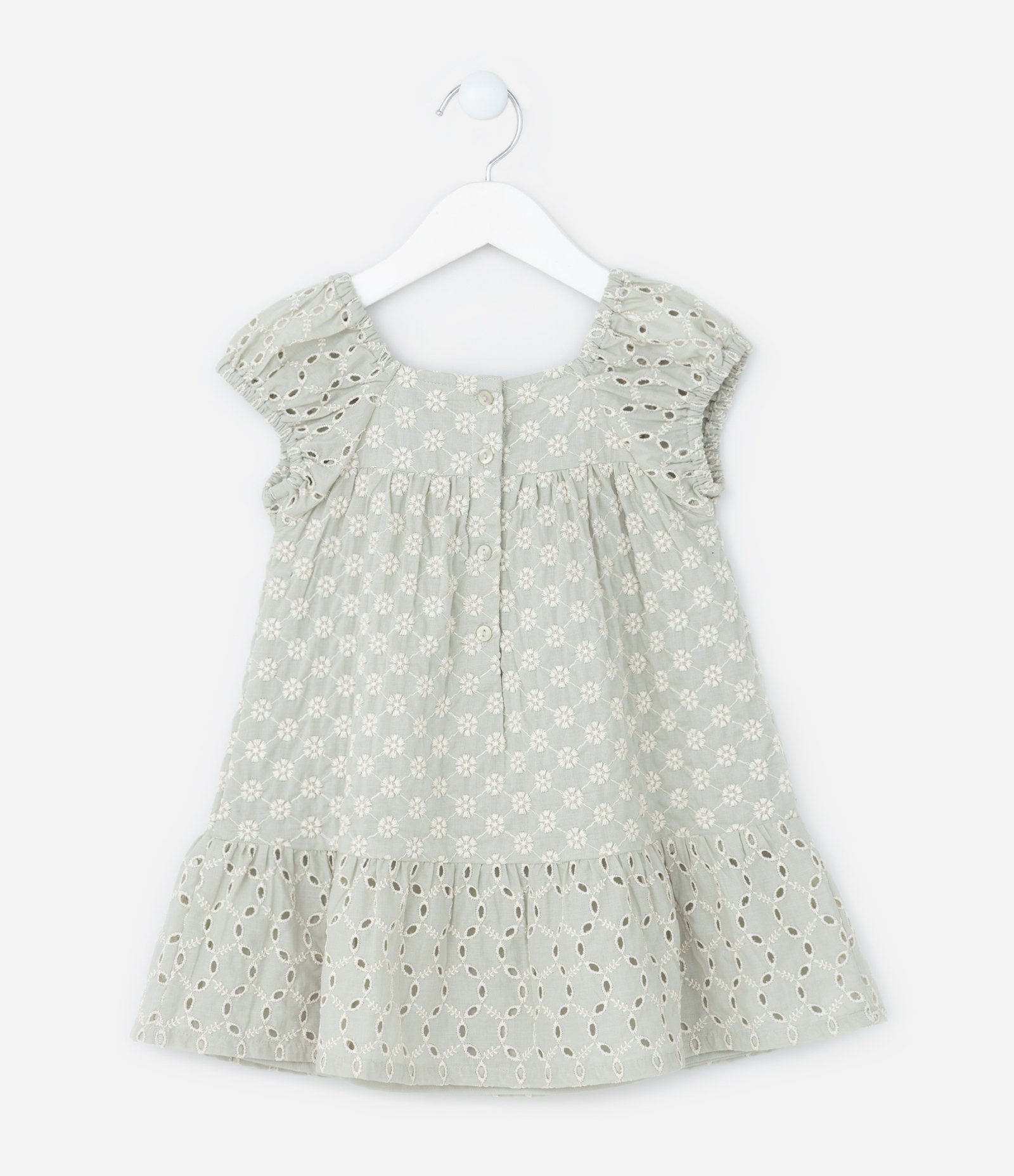 Vestido Infantil em Laise com Textura de Florzinhas - Tam 1 a 5 Anos Verde 2