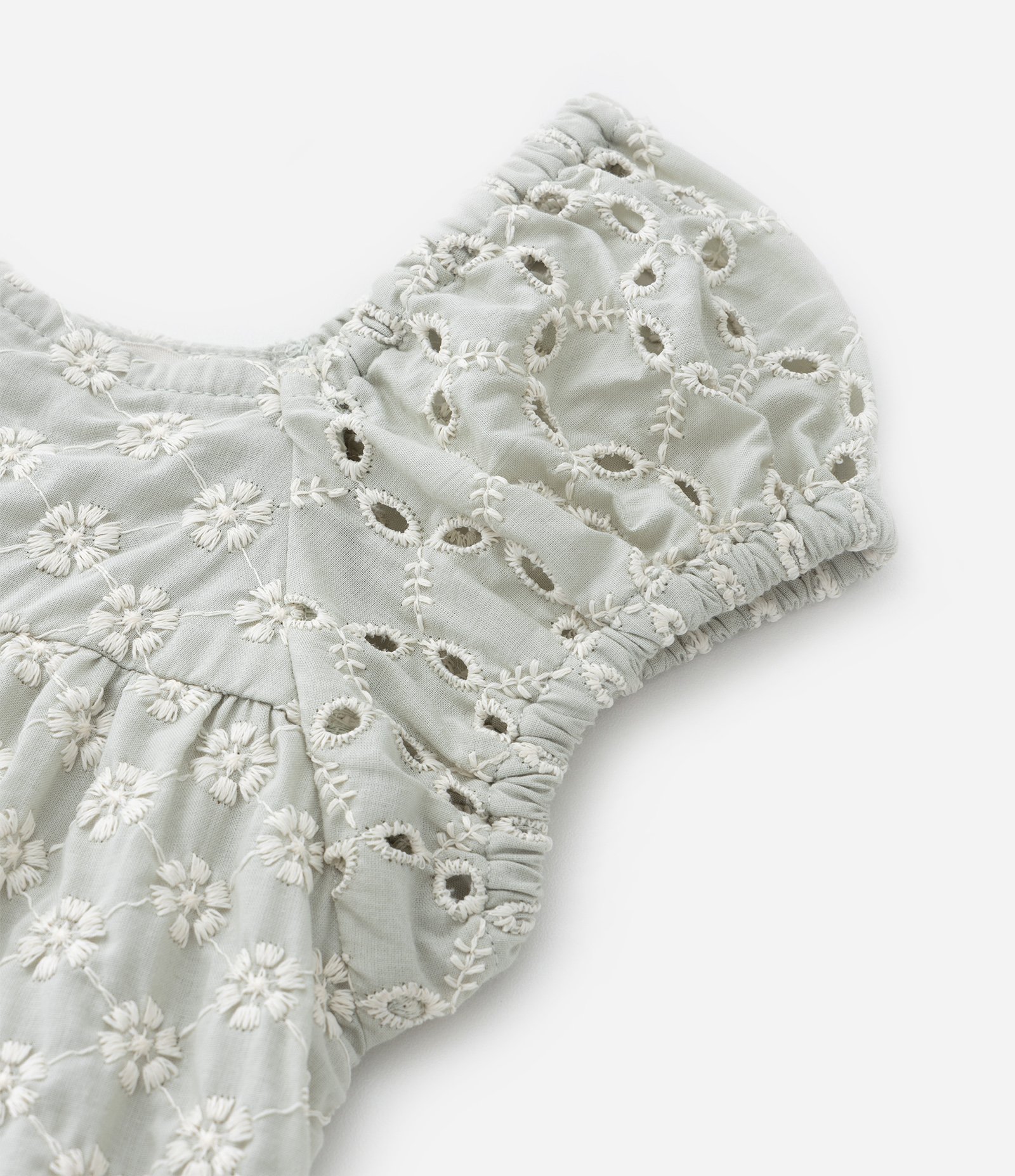 Vestido Infantil em Laise com Textura de Florzinhas - Tam 1 a 5 Anos Verde 6