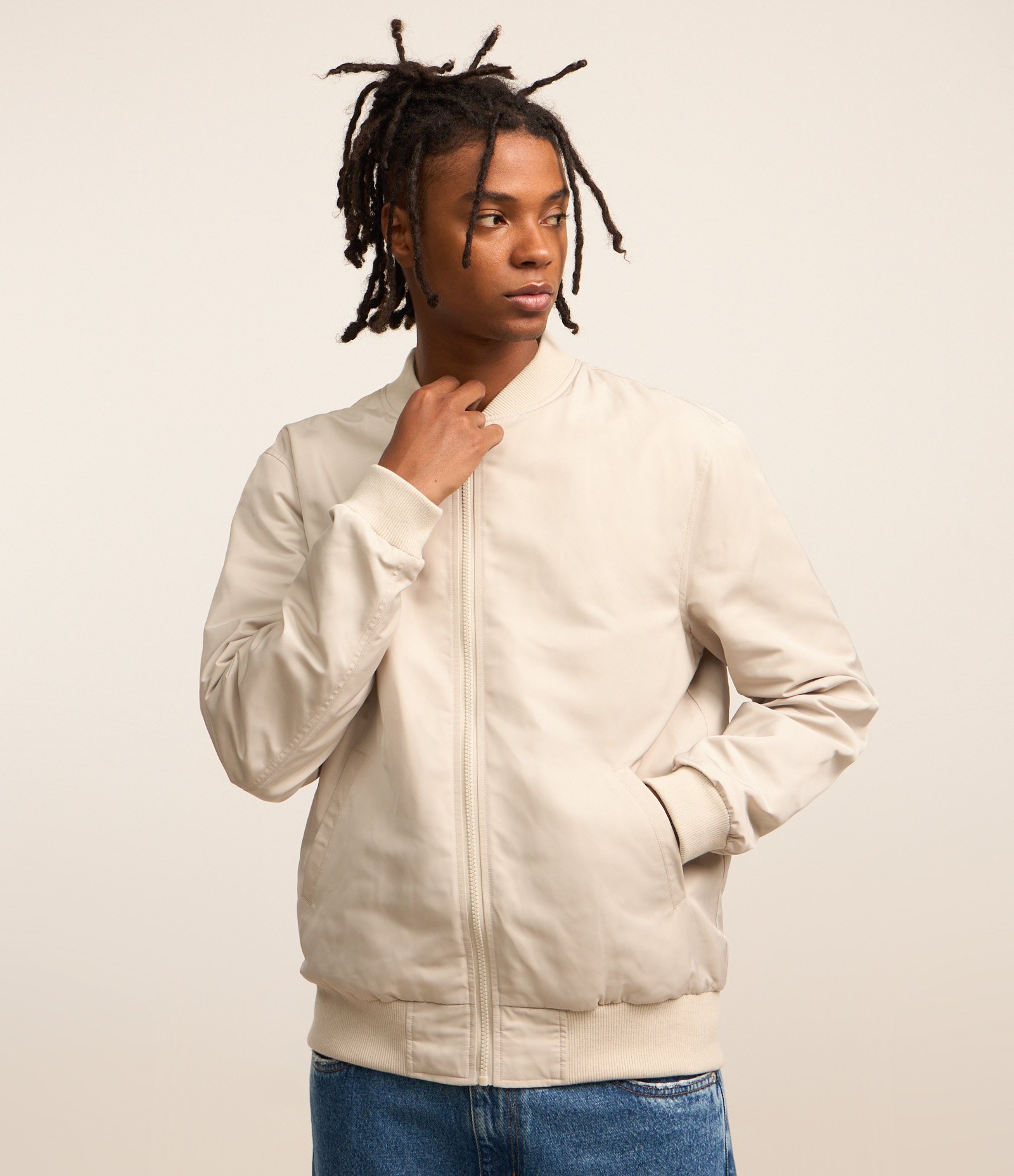 Jaqueta Bomber Aberta com Zíper Branco 5