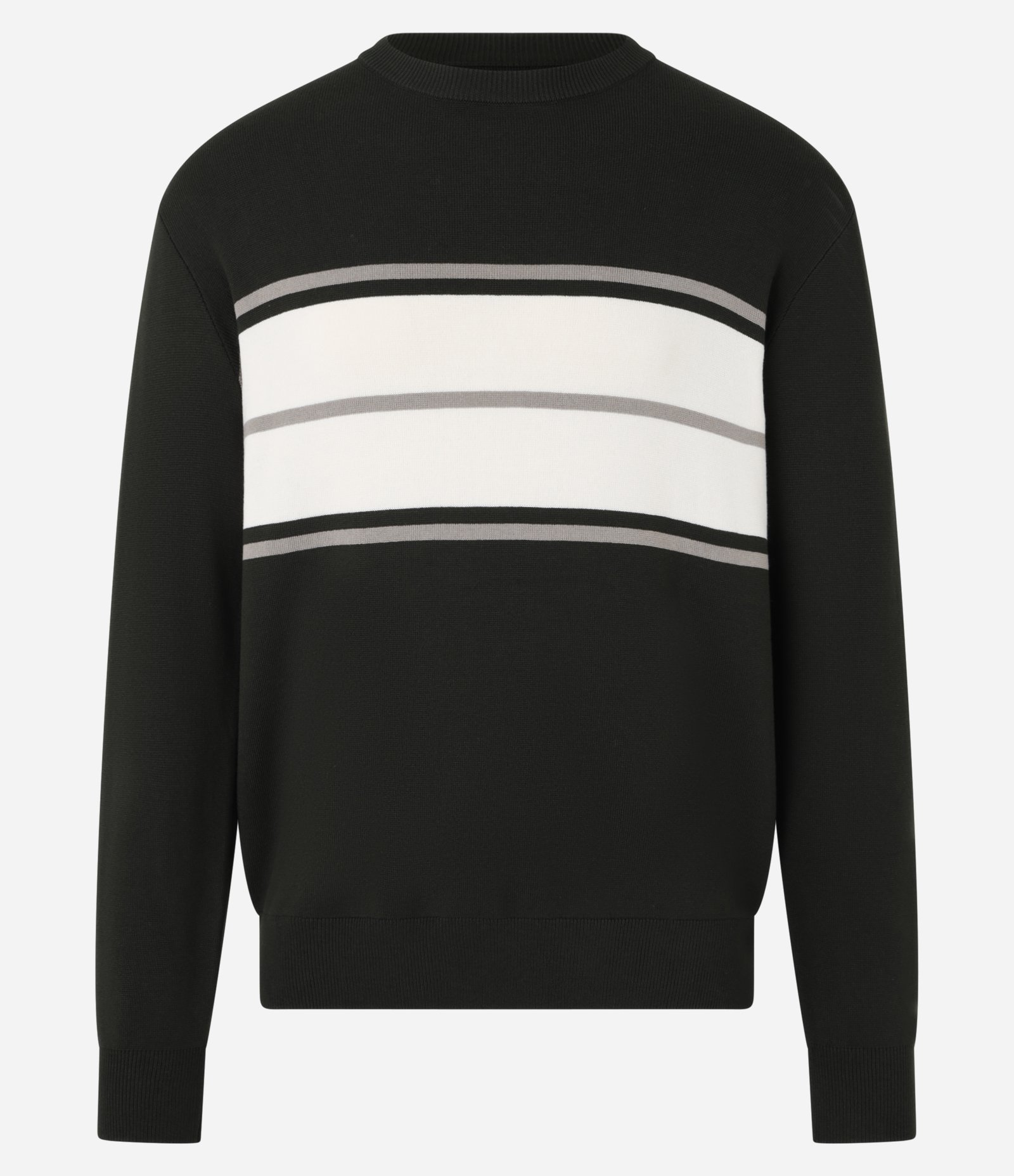 Suéter Regular em Tricô com Listras Contrastantes Verde 1