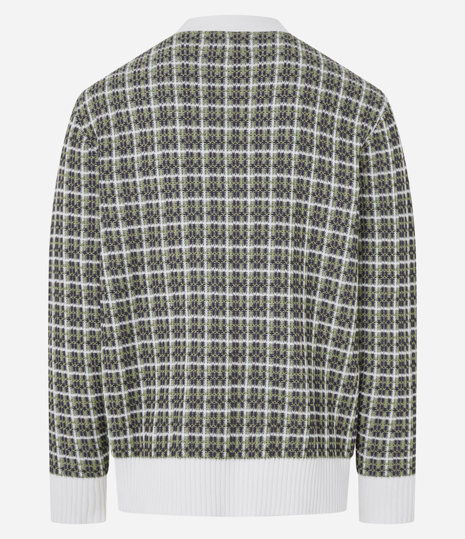 Cardigan Comfort em Tricô com Textura Verde/Bege/Branco 10