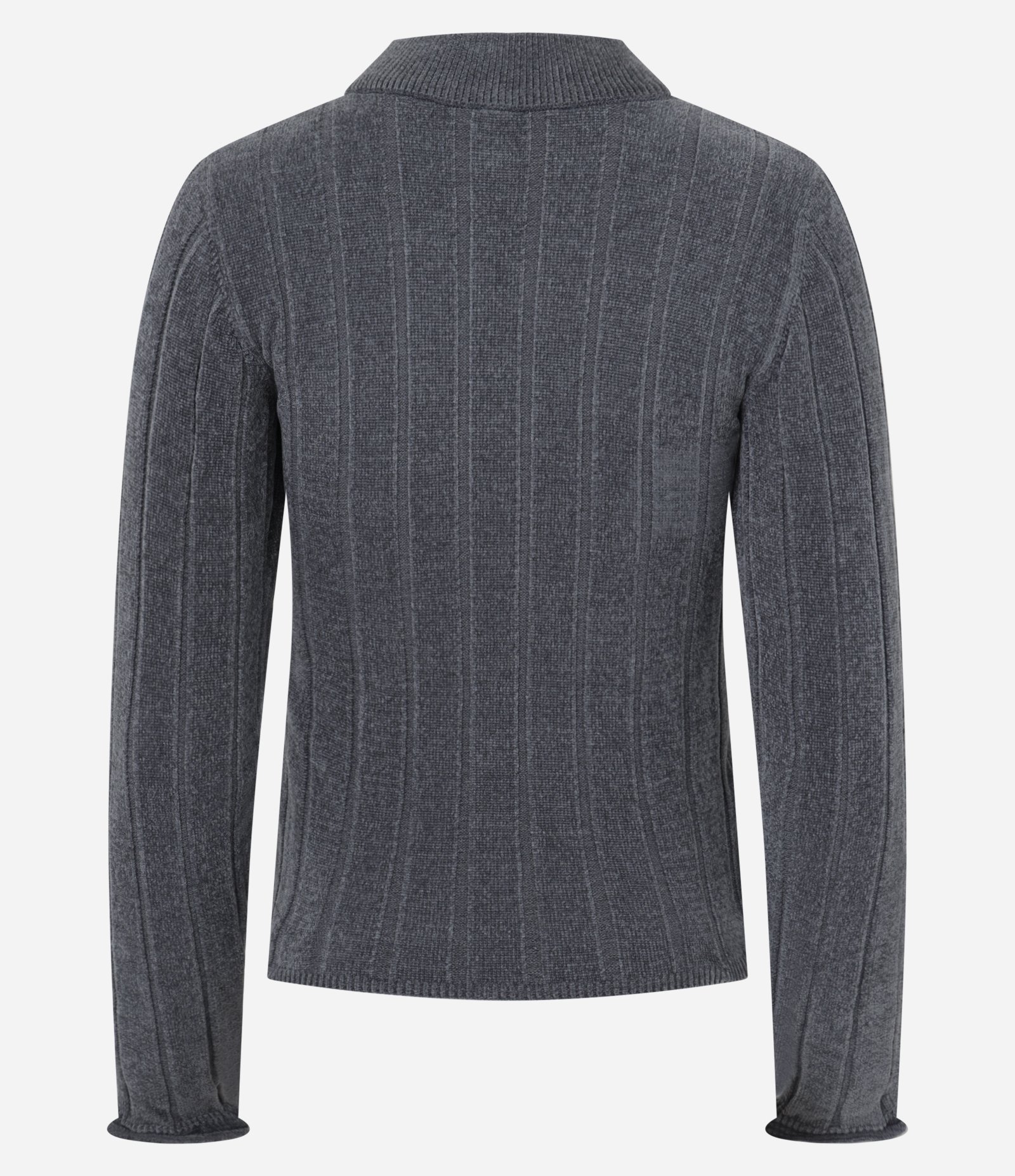 Blusa Slim em Chenille Canelada com Golinha Cinza Médio 7