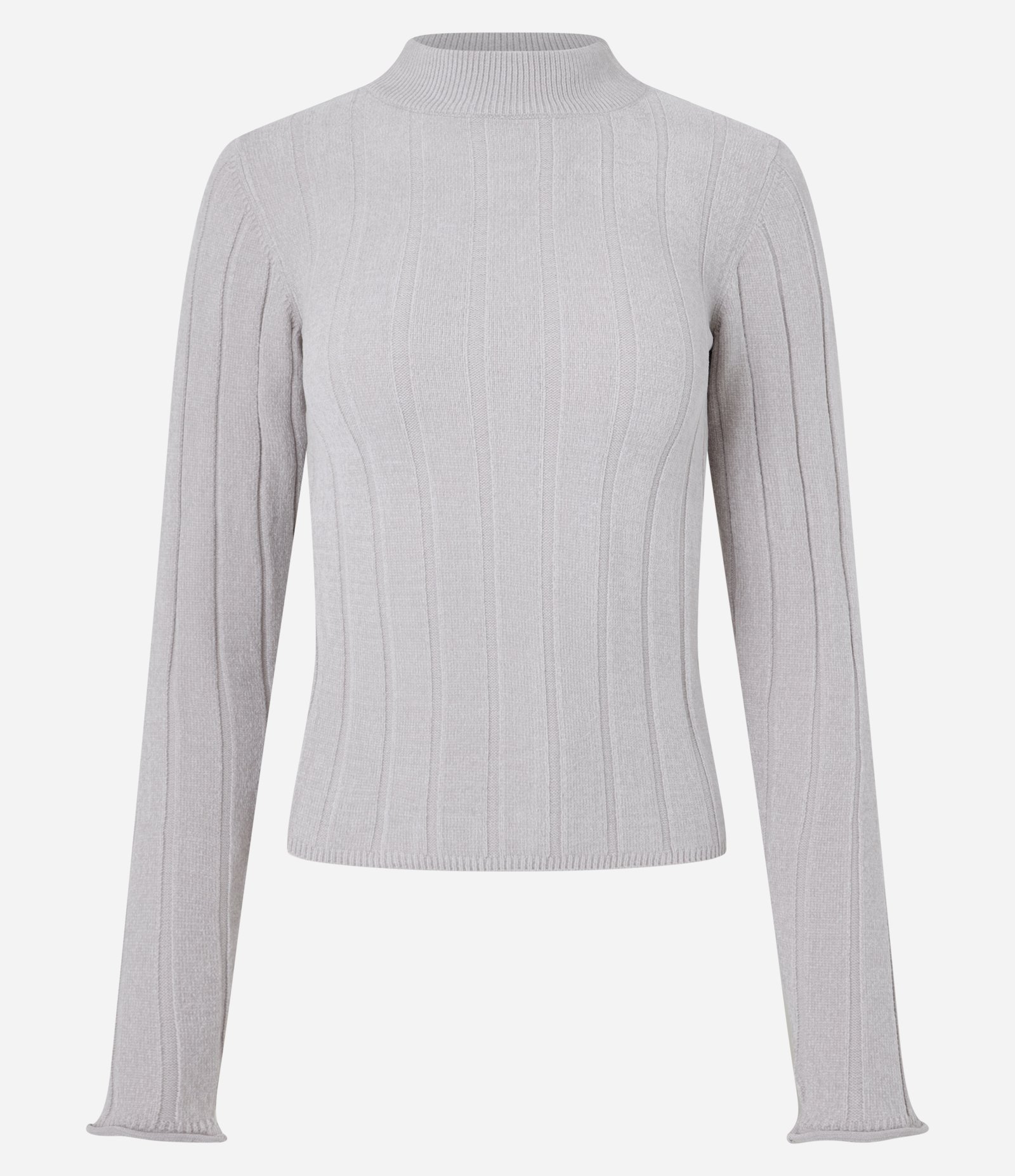 Blusa Slim em Chenille Canelada com Golinha Cinza Claro 5