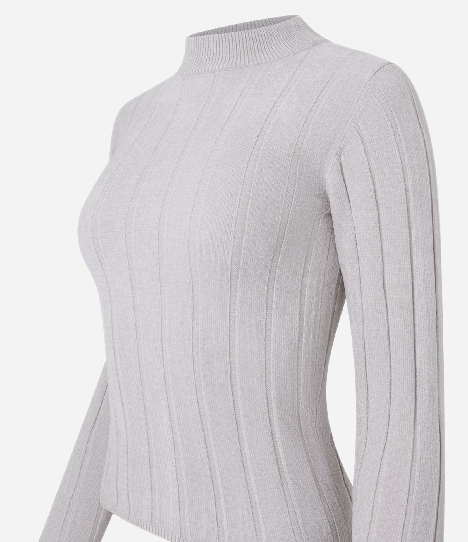 Blusa Slim em Chenille Canelada com Golinha Cinza Claro 6