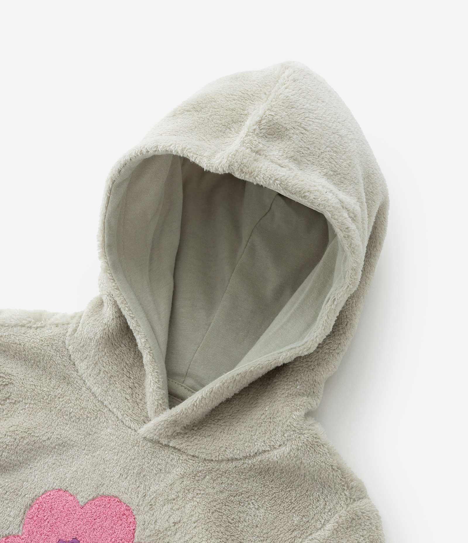 Casaco Infantil em Fleece e Bordado Florzinha - Tam 1 a 5 Anos Cinza 3