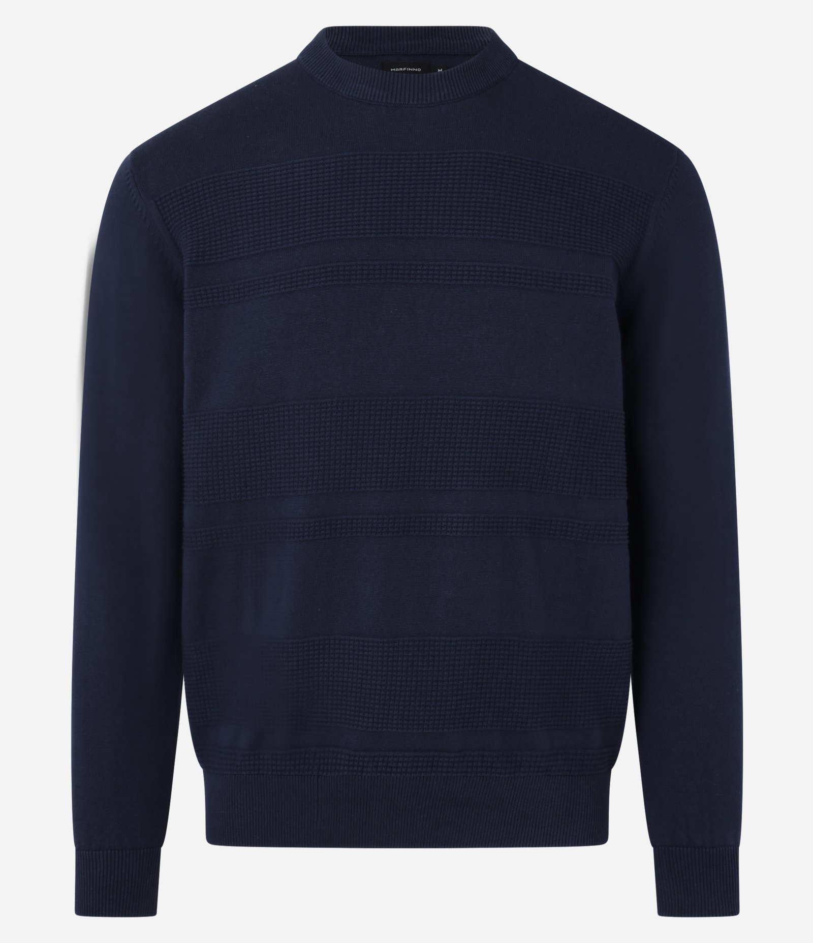 Suéter em Tricô com Textura em Listras Azul Marinho 7