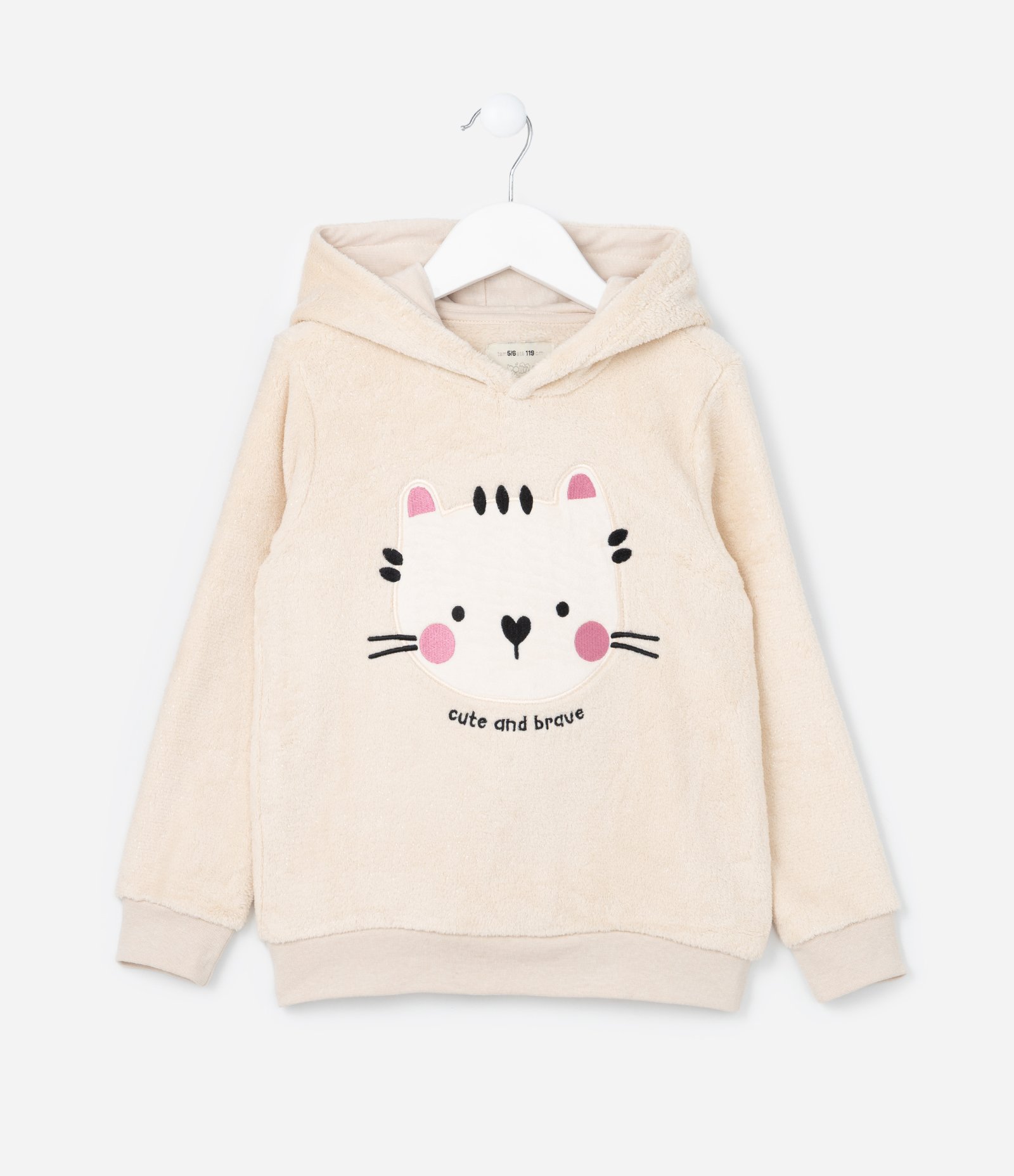 Casaco Infantil em Fleece com Bordado Gatinho - Tam 1 a 5 Anos Bege 1