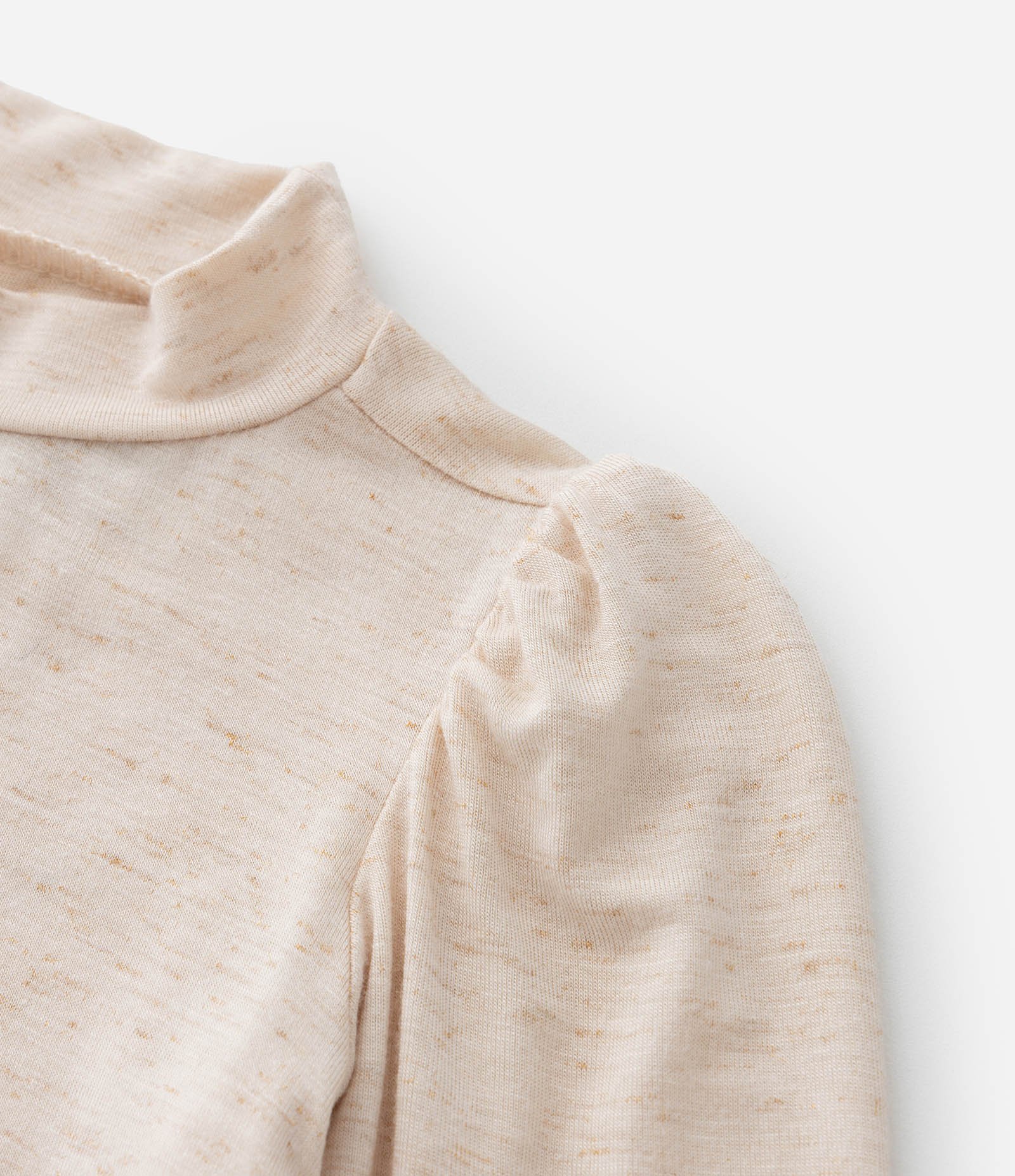 Blusa Infantil com Manga Bufante e Gola Alta - Tam 1 a 5 Anos Bege 6