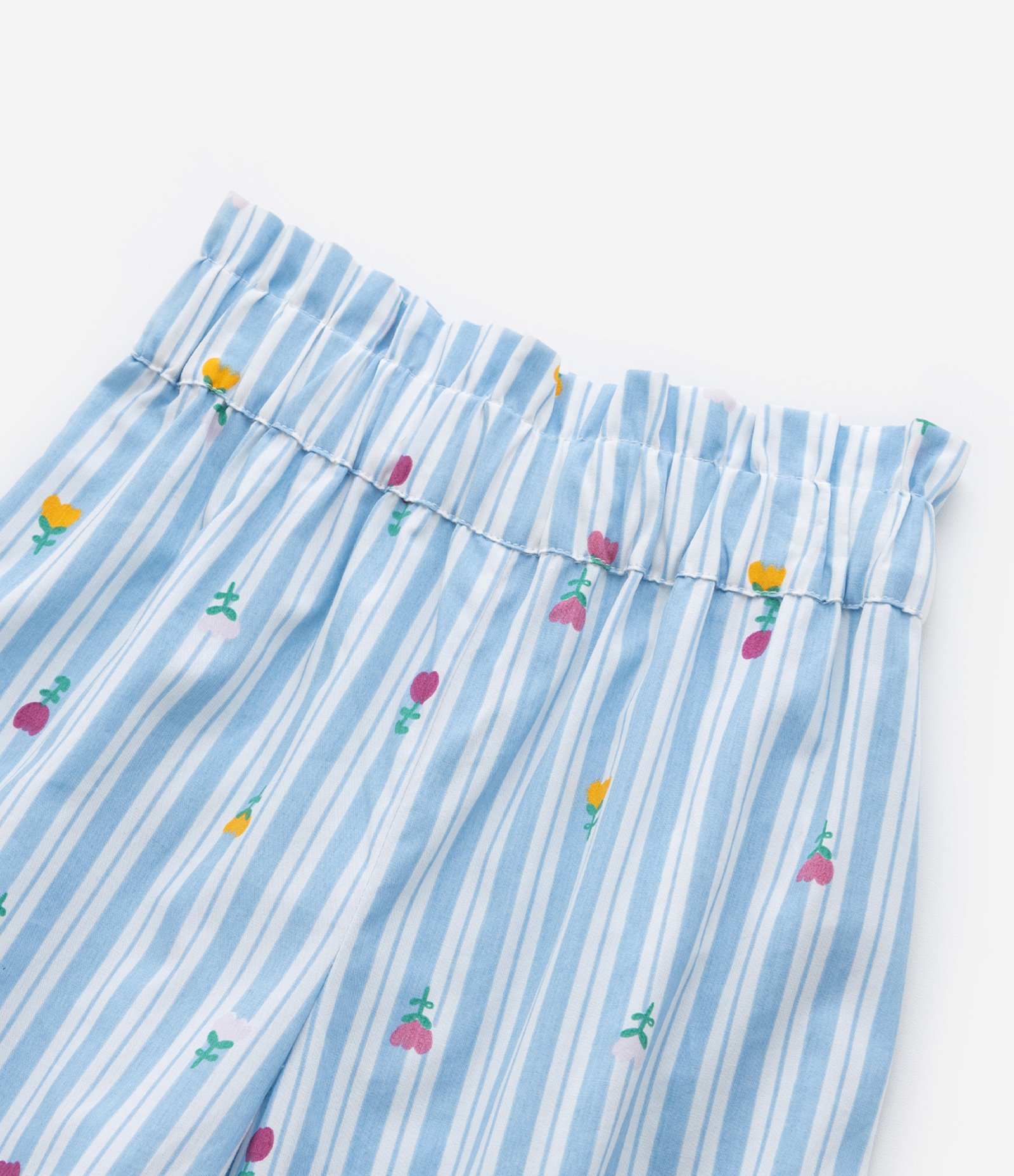 Conjunto Infantil com Estampa Florzinhas e Listras - Tam 1 a 5 Anos Azul 5