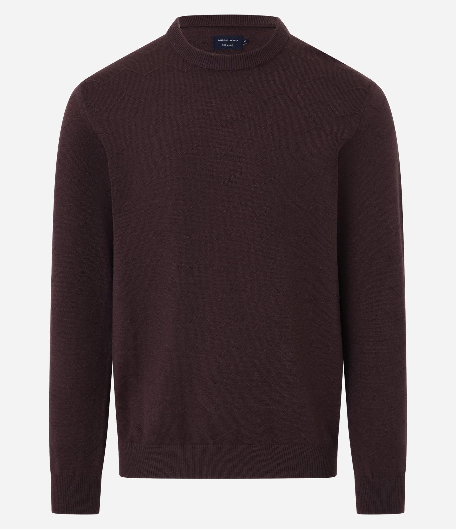 Suéter em Tricô com Textura Zig Zag Bordô 5