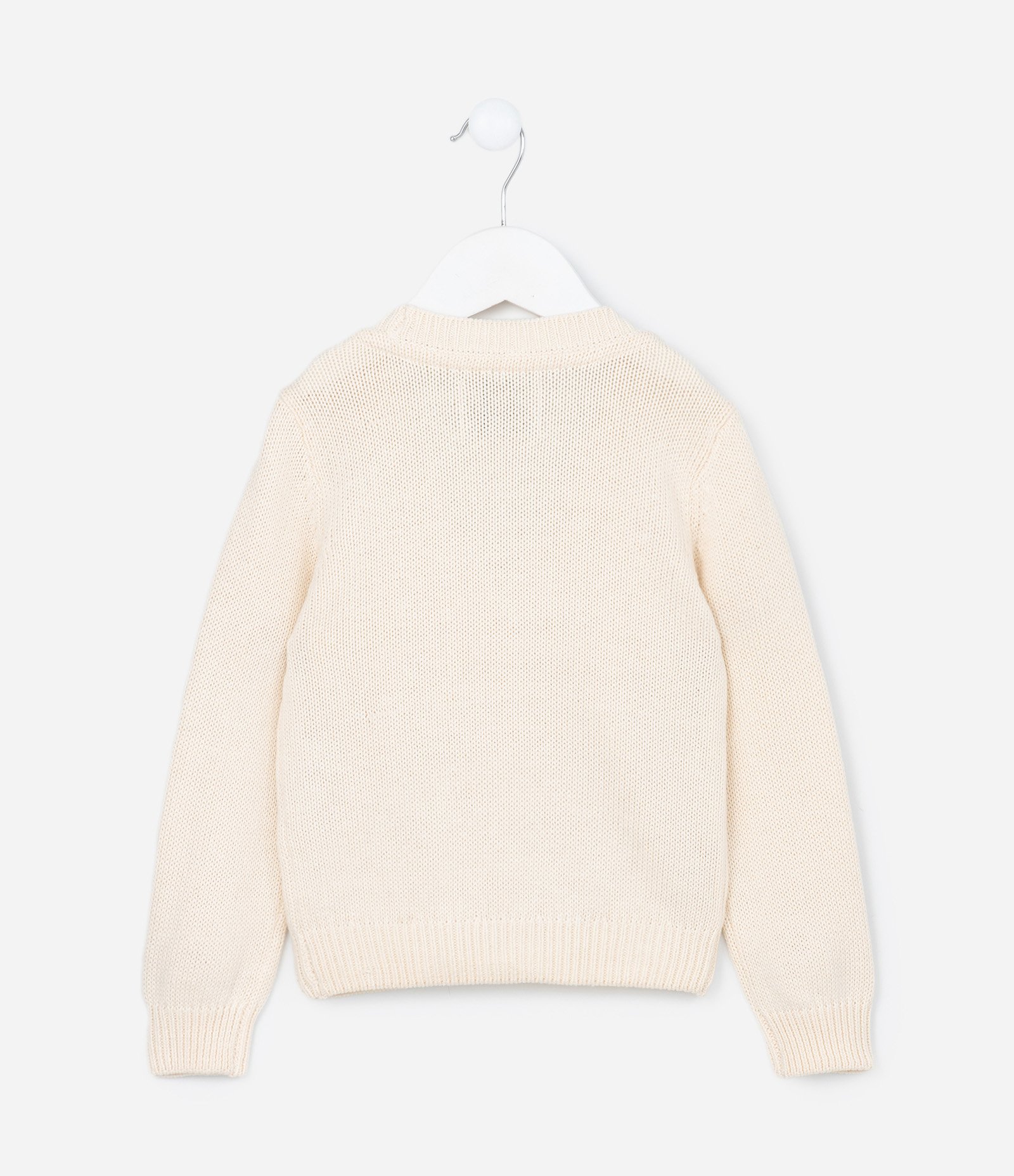 Suéter Infantil em Tricô com Florzinhas Aplicadas - Tam 1 A 5 Bege 2