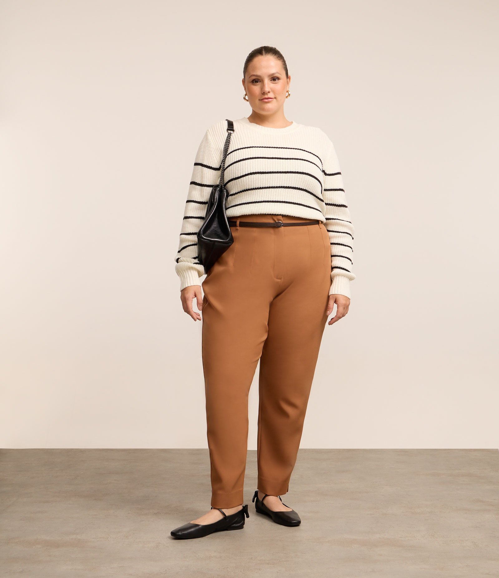 Suéter em Tricô com Listras Curve & Plus Size Off White 3