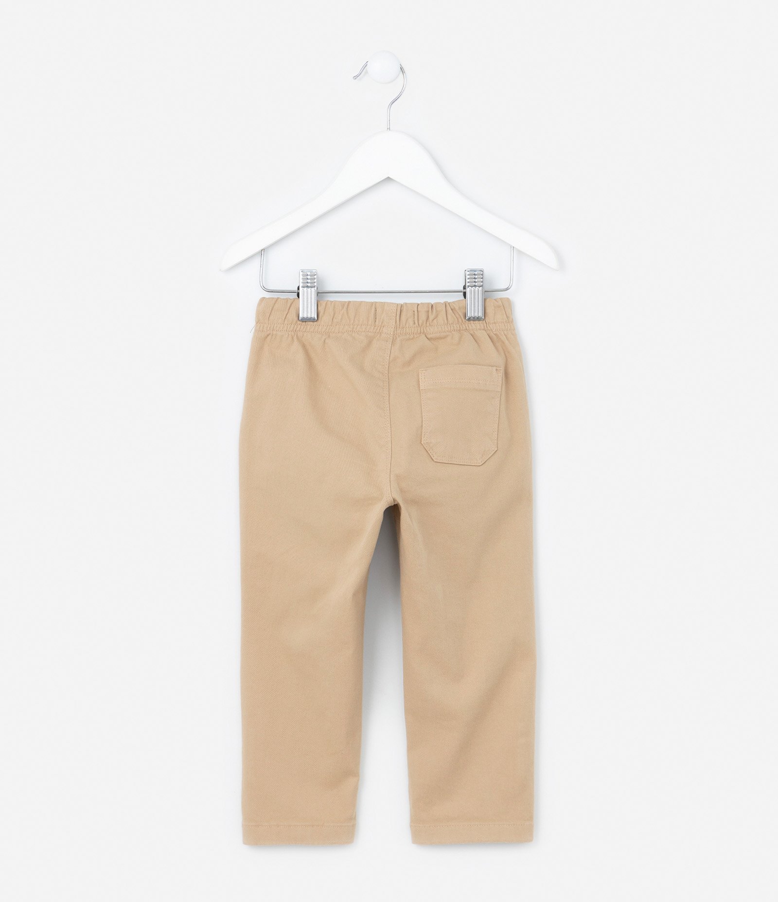 Calça Reta Infantil em Sarja com Bolsos - Tam 1 a 5 Anos Bege 2