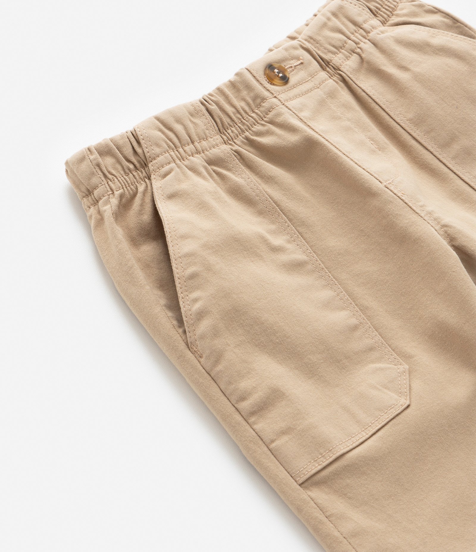 Calça Reta Infantil em Sarja com Bolsos - Tam 1 a 5 Anos Bege 5