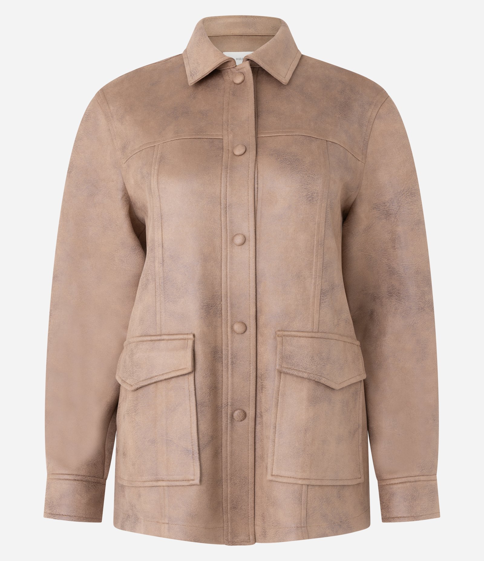 Jaqueta com Bolsos Frontais e Elástico nas Costas Bege 5