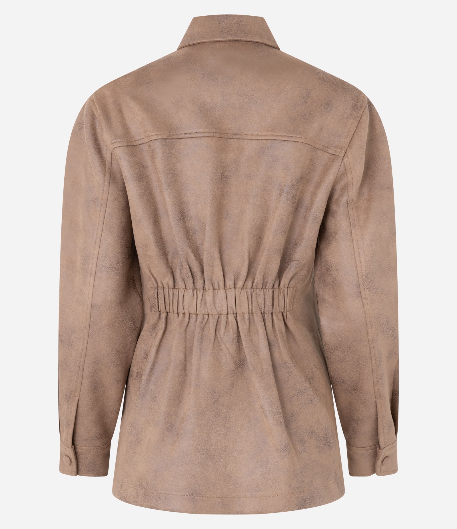 Jaqueta com Bolsos Frontais e Elástico nas Costas Bege 6