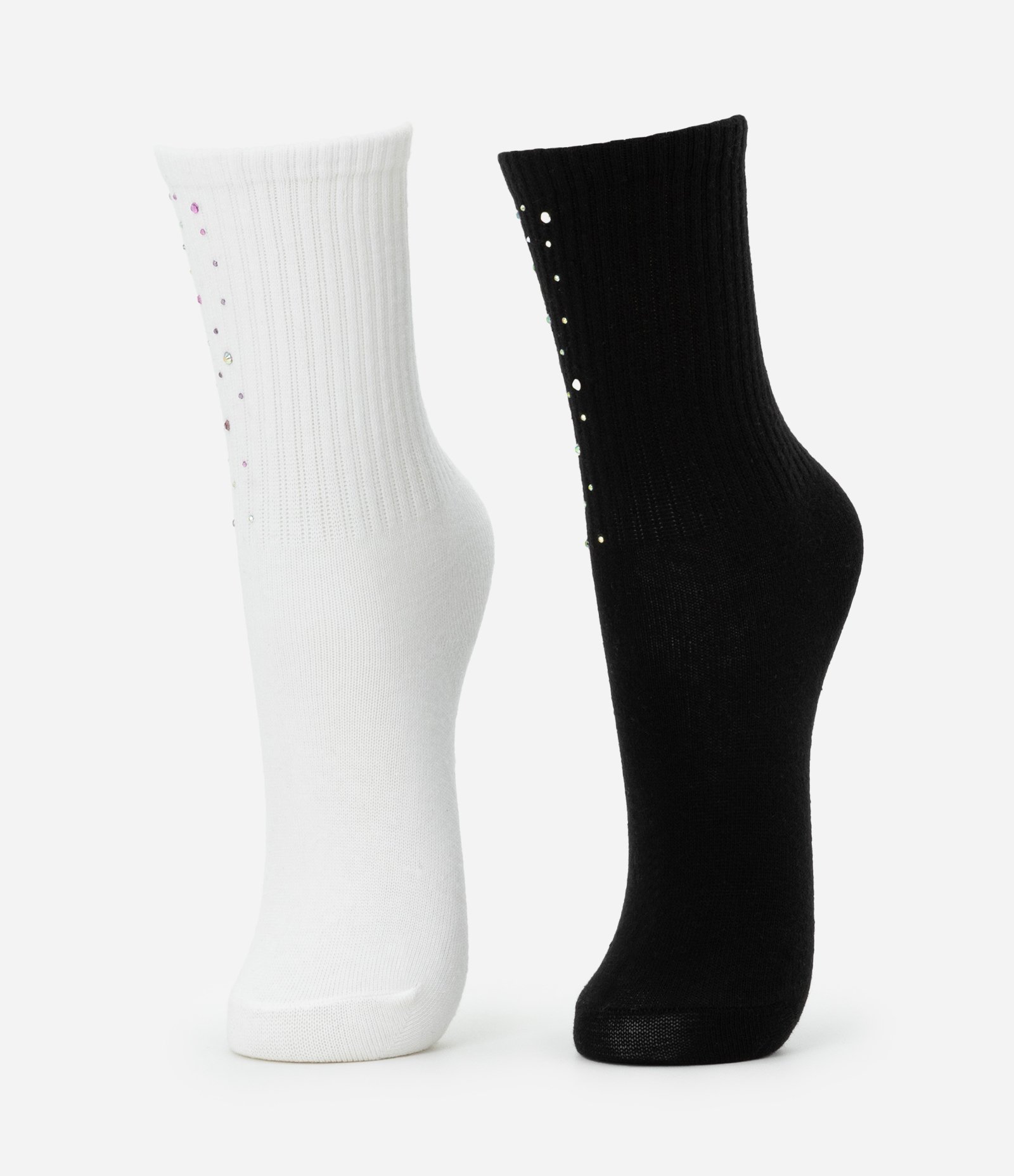 Kit 02 Meias Infantis com Brilhinhos Aplicados - Tam 23 a 34 Preto/Branco 2
