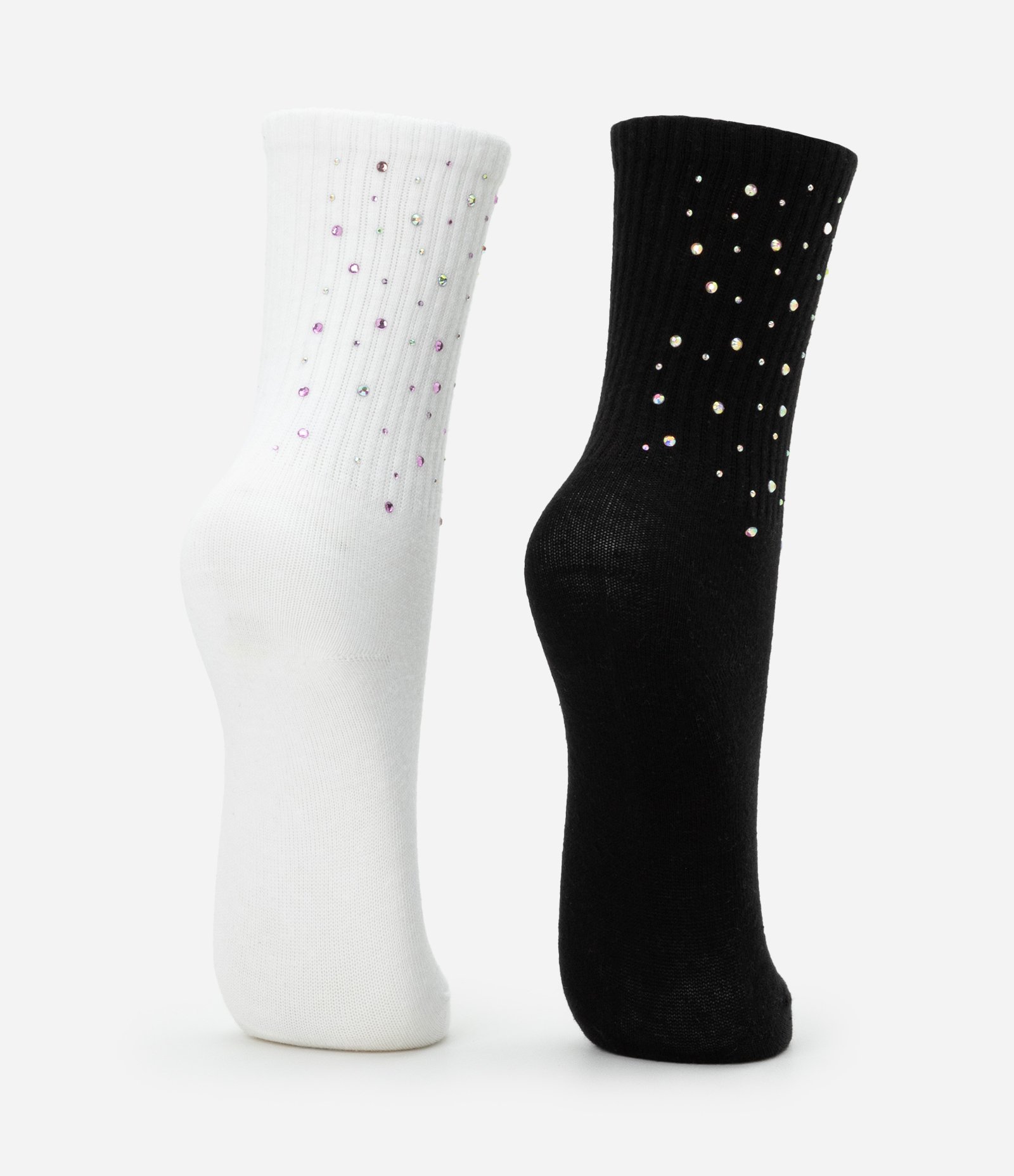 Kit 02 Meias Infantis com Brilhinhos Aplicados - Tam 23 a 34 Preto/Branco 3