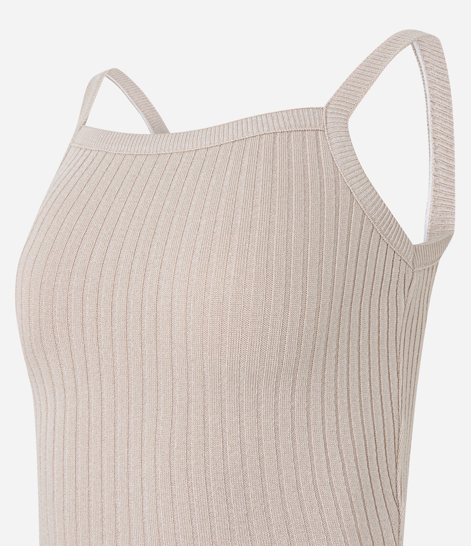 Blusa de Alça em Tricô Seamless com Costas Abertas Bege 5