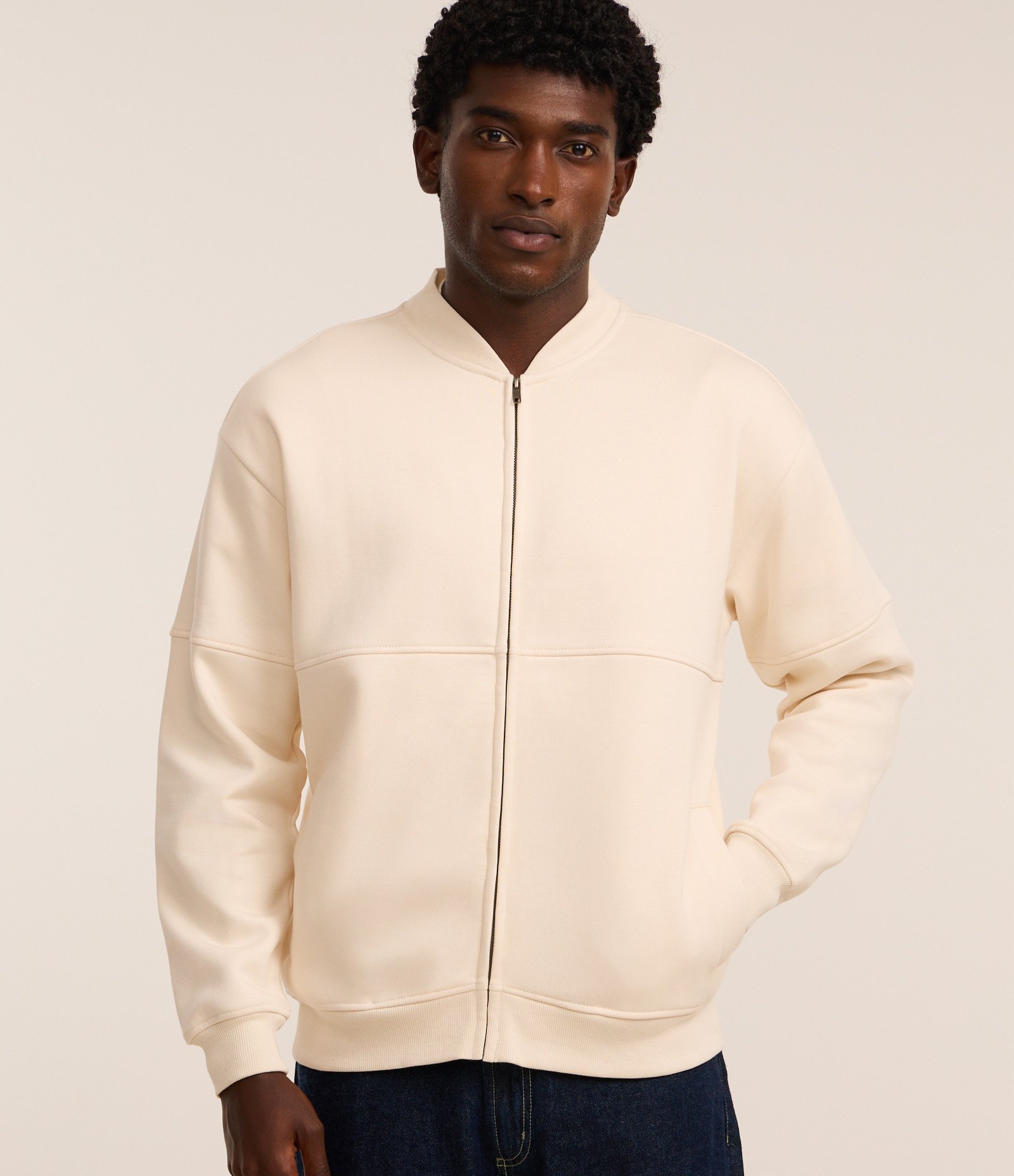 Jaqueta Bomber em Moletom com Zíper Off White 1