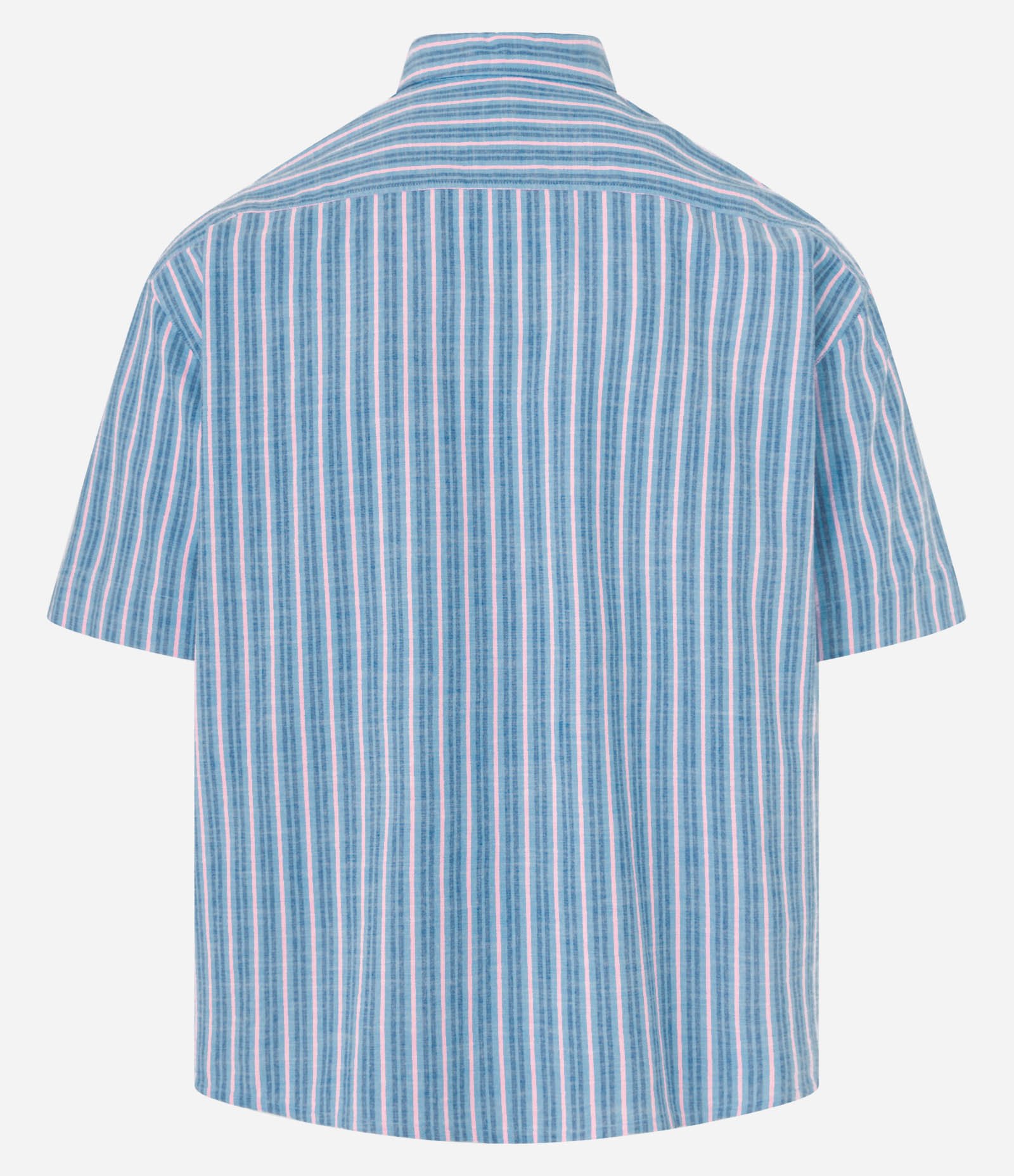 Camisa Boxy em Oxford com Listras Finas Azul/Rosa 2