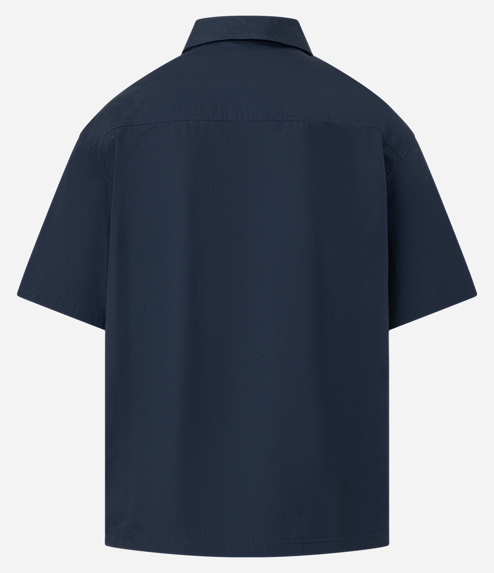 Camisa Boxy em Tricoline com Bolsos Cargo e Etiqueta Azul Marinho 3
