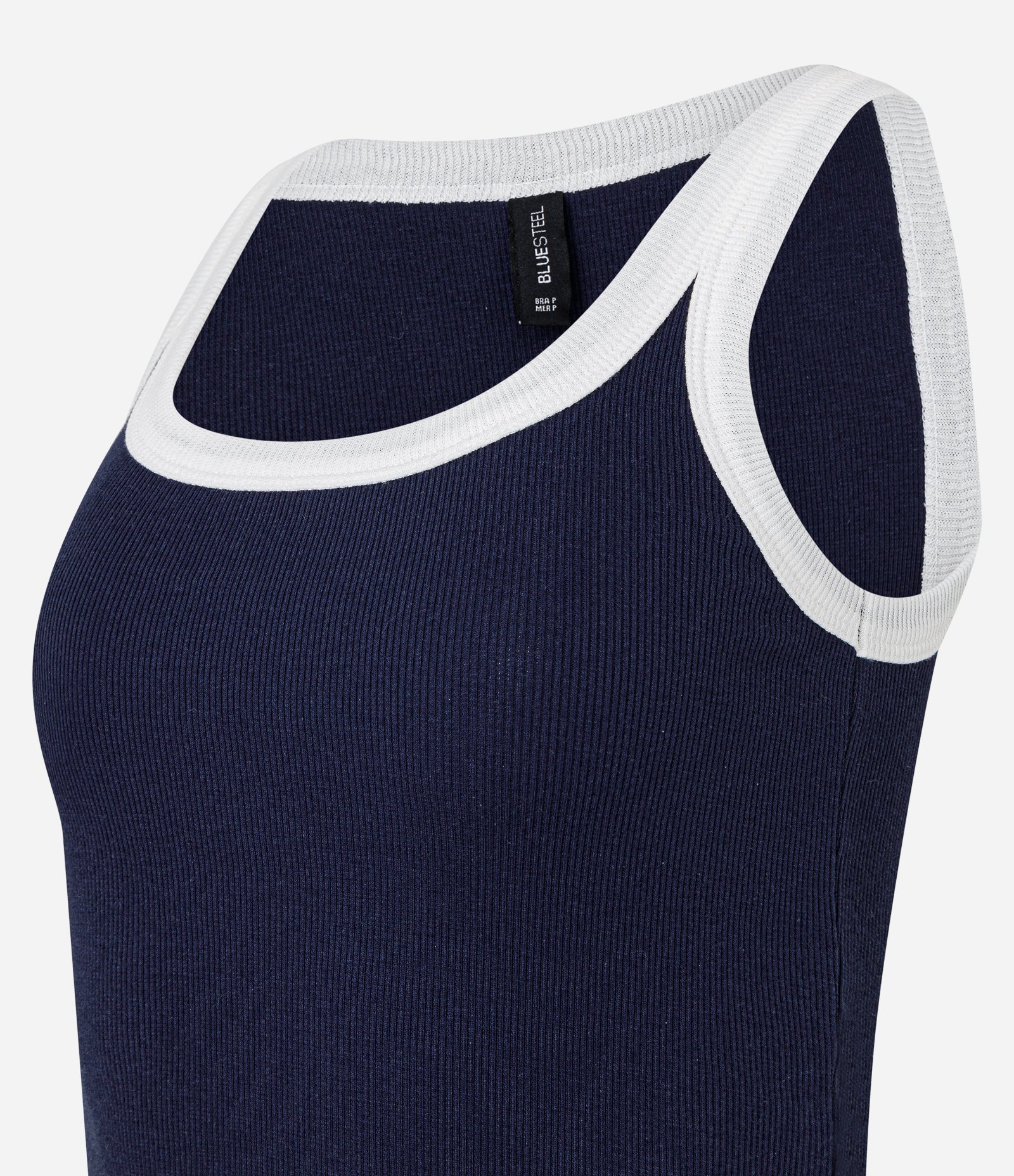 Regata em Ribana com Viés Contrastante Azul Marinho 5